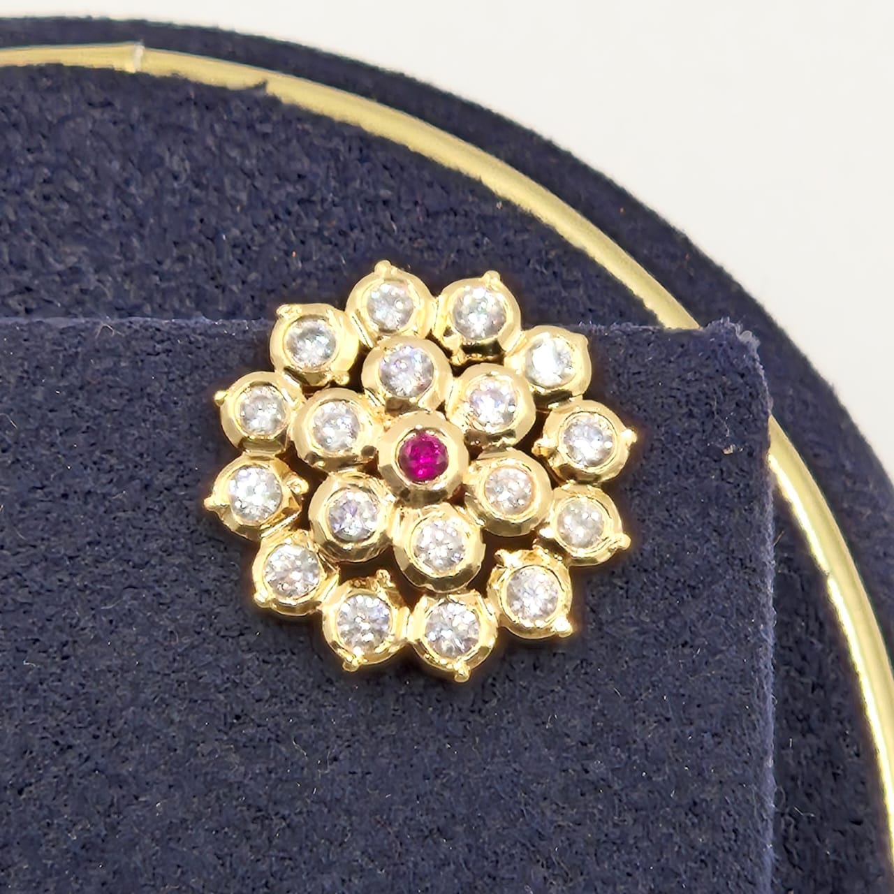 Floral Ruby Accent Stud Earrings