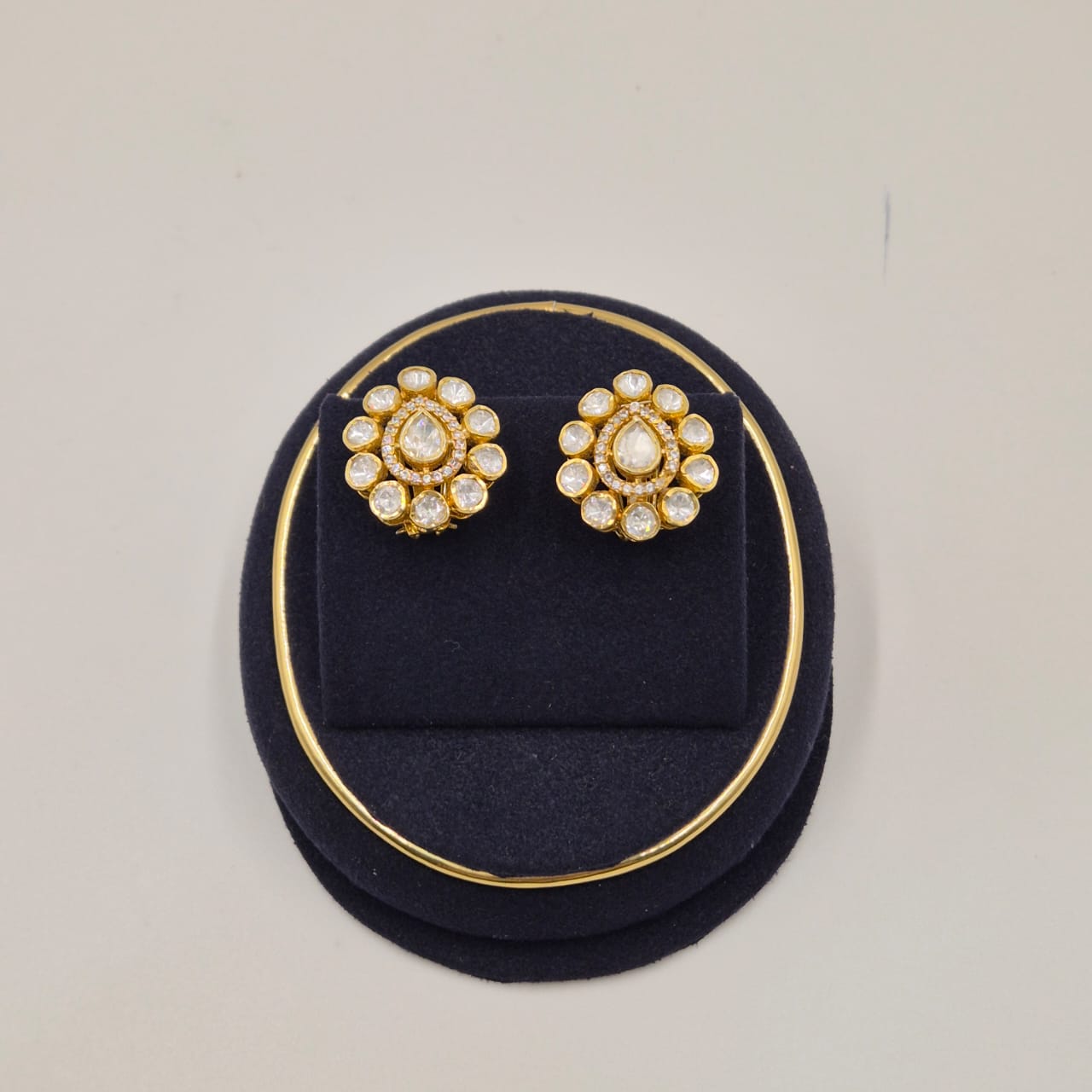 Pear Halo Statement Stud Earrings