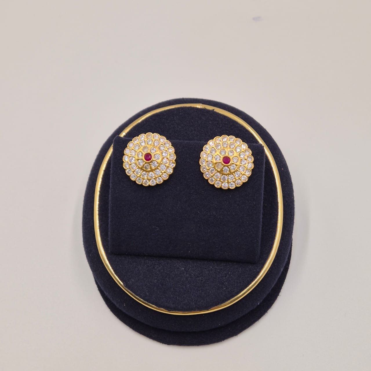 Ruby Halo Floral Stud Earrings