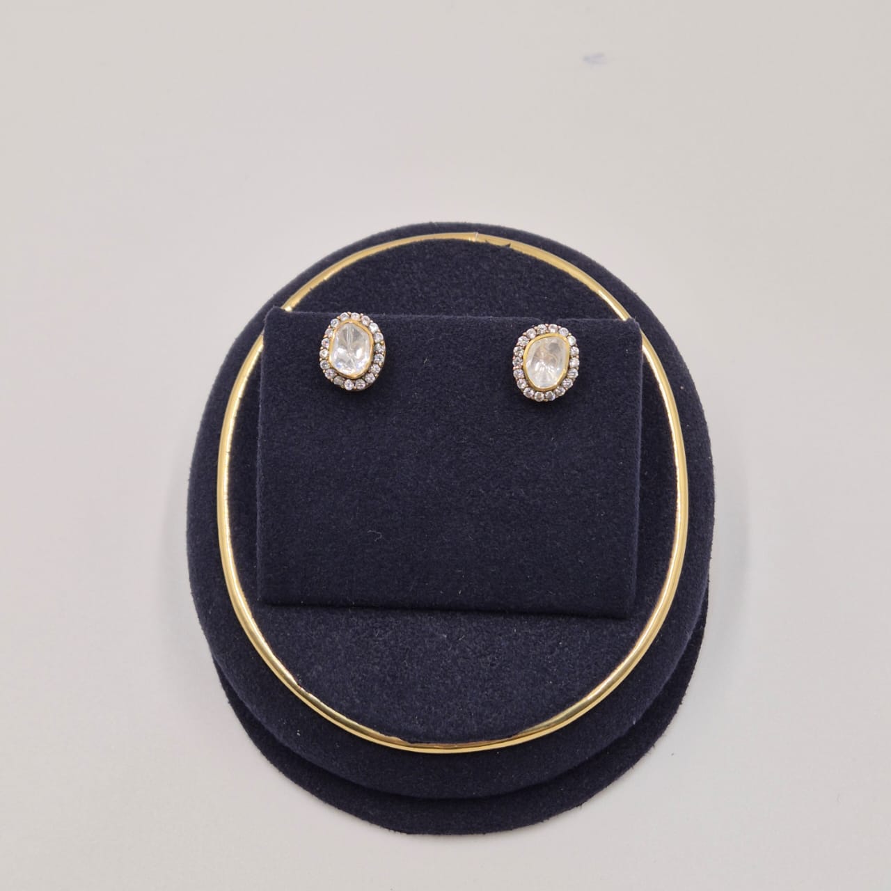 Oval Halo Crystal Stud Earrings