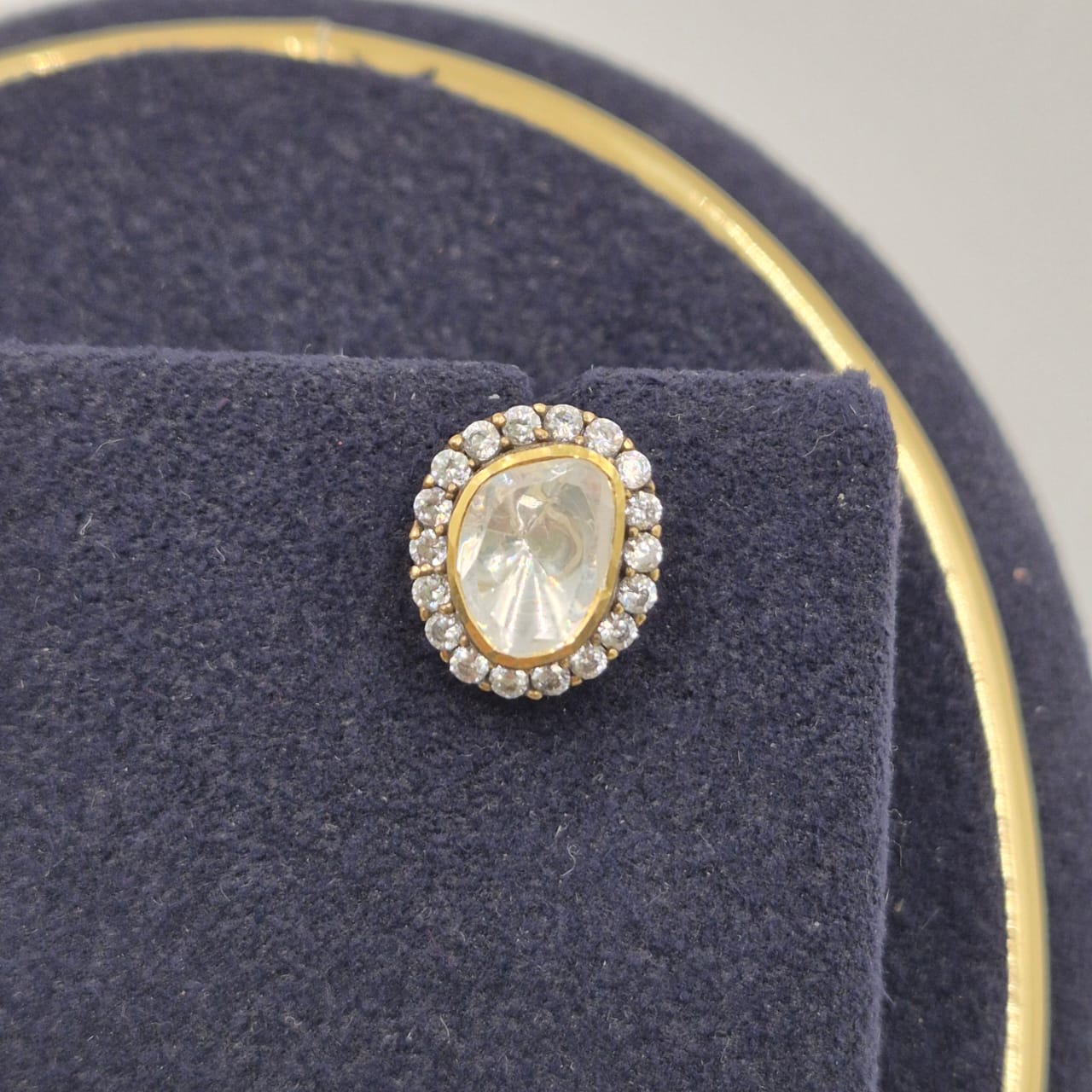 Oval Halo Crystal Stud Earrings