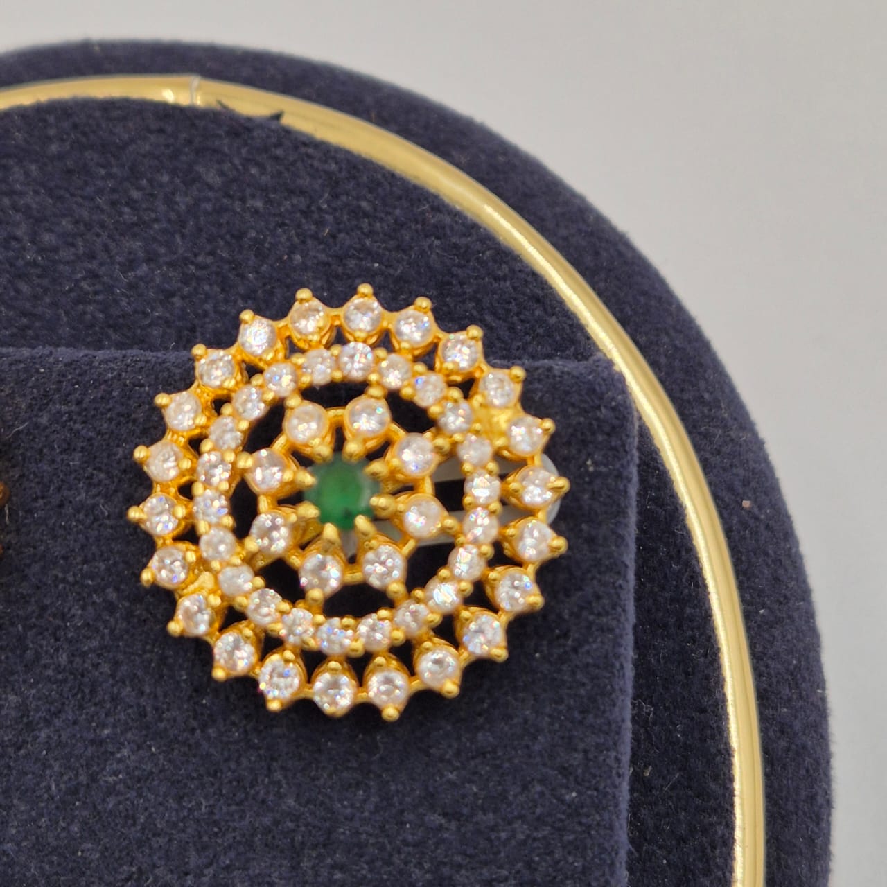 Green Royal Halo Stud Earrings