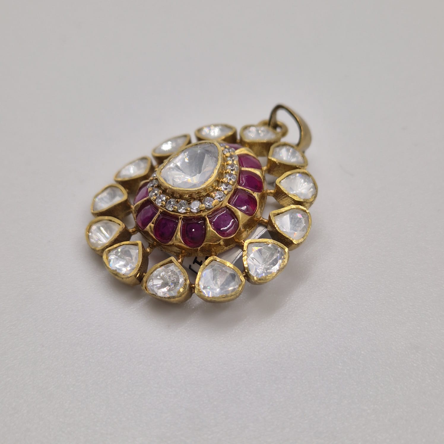 Ruby Halo Floral Pendant Necklace