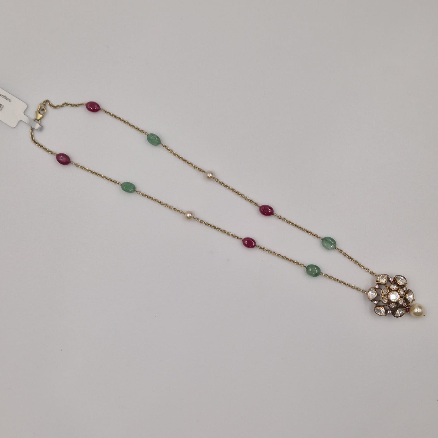 Silver Classic Teardrop Kundan Pendant