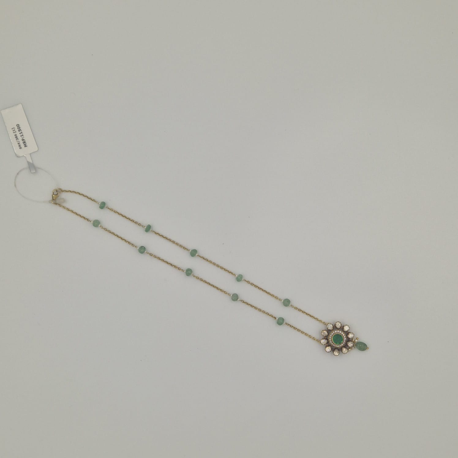 Silver Emerald Blossom Statement Pendant