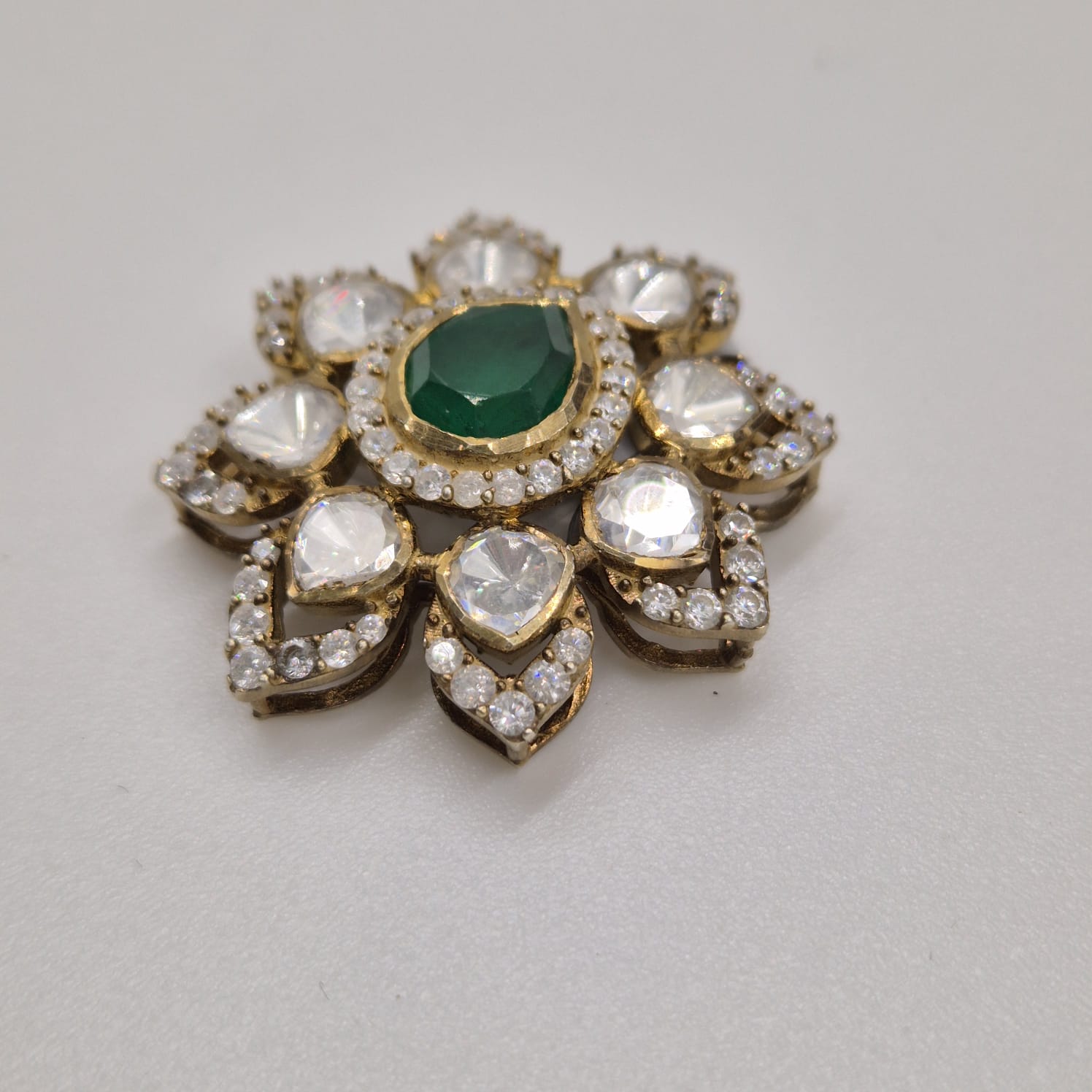 Shri Modi Jewellers - Emerald Floral Statement Pendant