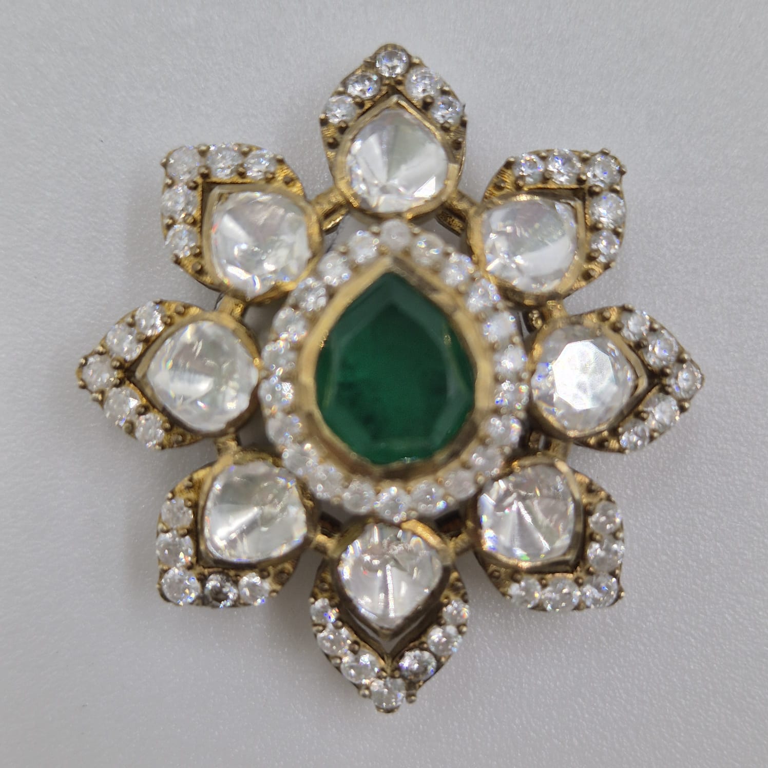 Shri Modi Jewellers - Emerald Floral Statement Pendant