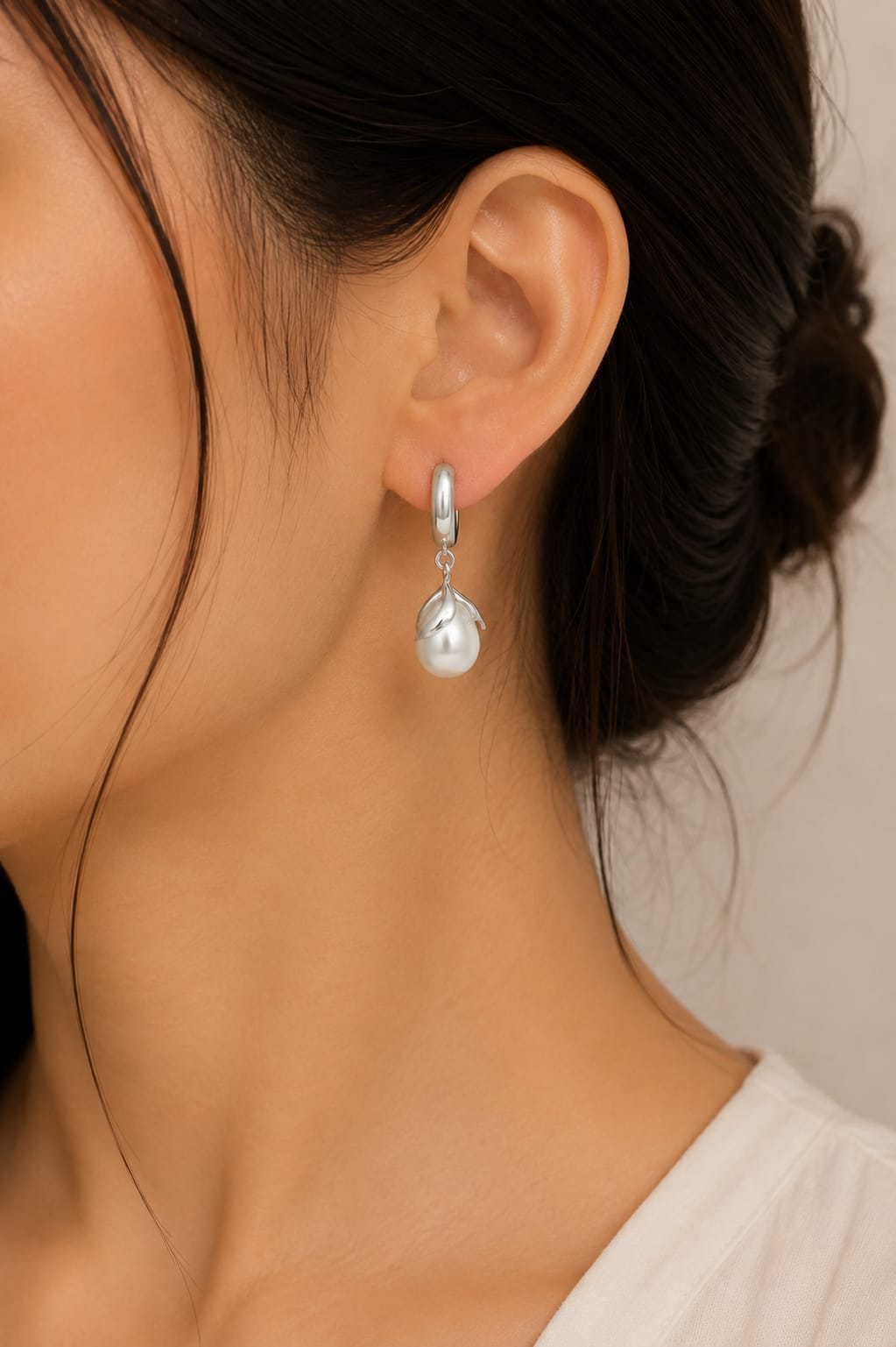 Pearl Bloom Hoop Earrings