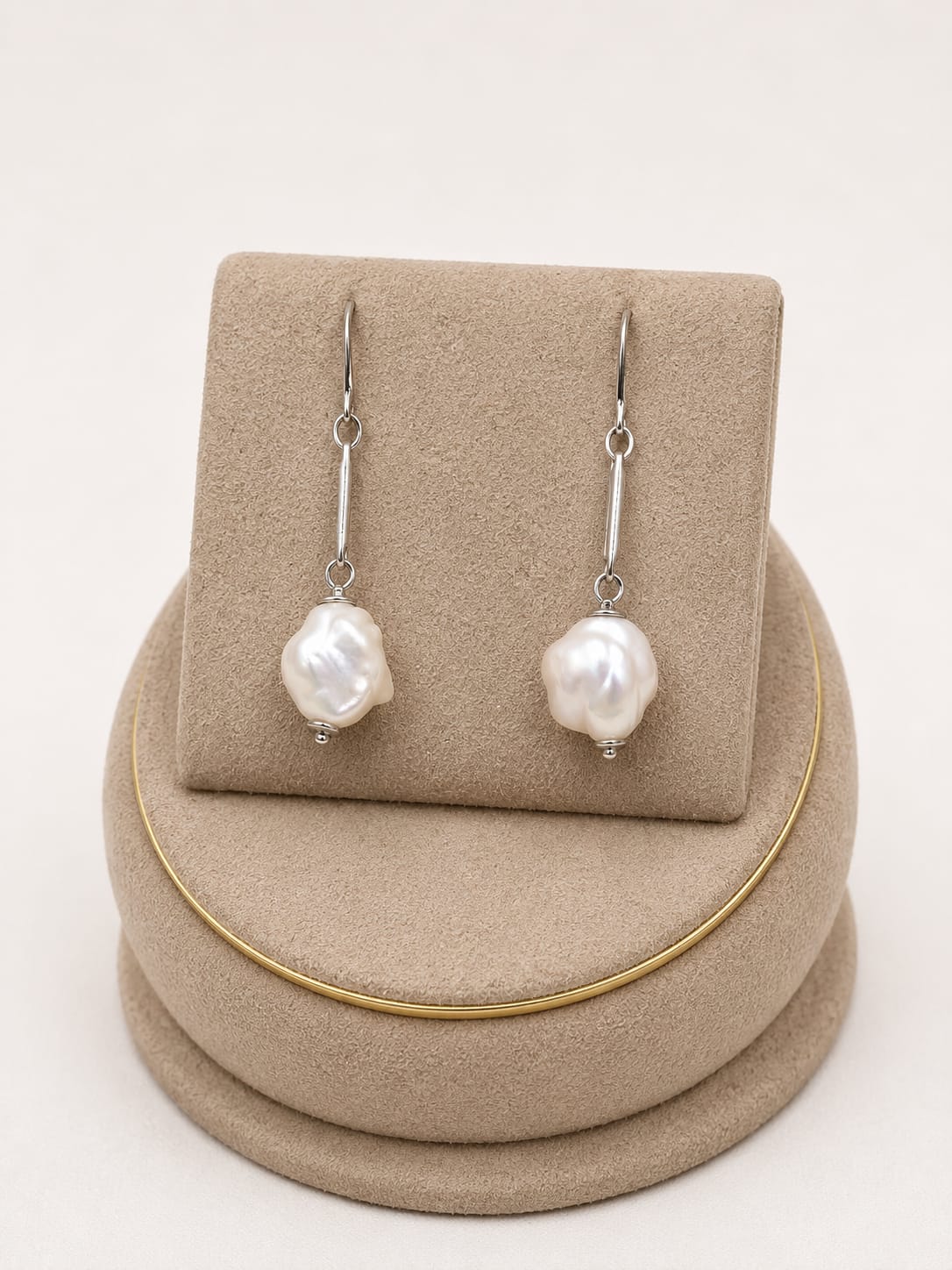 Organic Pearl Charm Earrings
