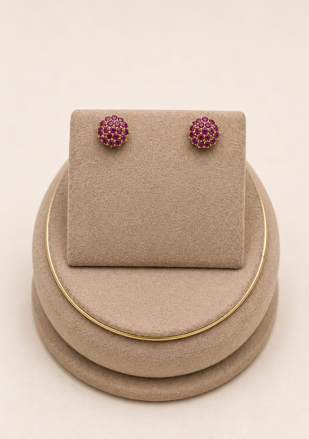 Ruby Blossom Pearl Stud Earrings