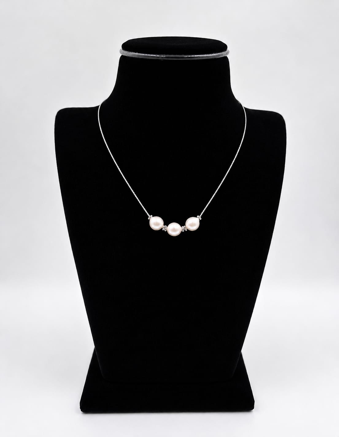 Shri Modi Jewellers - Classic Triple Pearl 925 Pure Sterling Silver Necklace