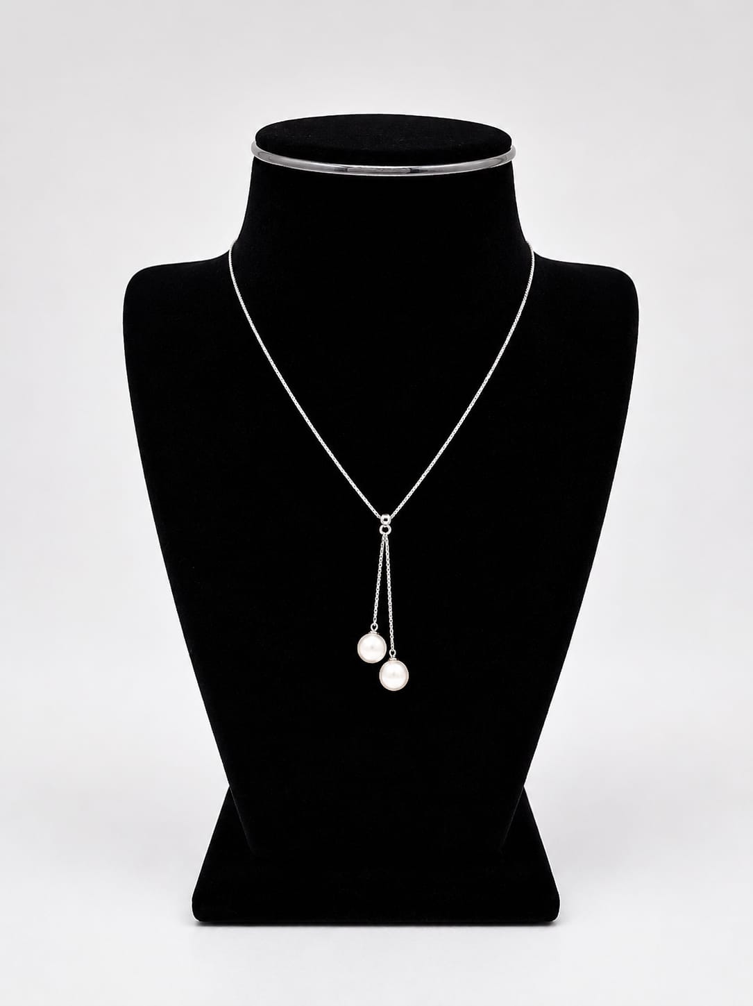 Shri Modi Jewellers - Dual Pearl Pendant 925 Sterling Silver Necklace