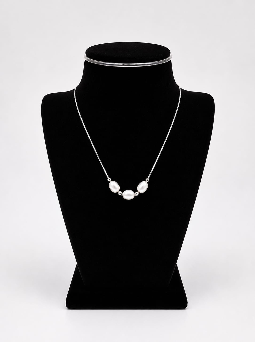 Shri Modi Jewellers - Triple Black Pearl 925 Sterling Silver Necklace