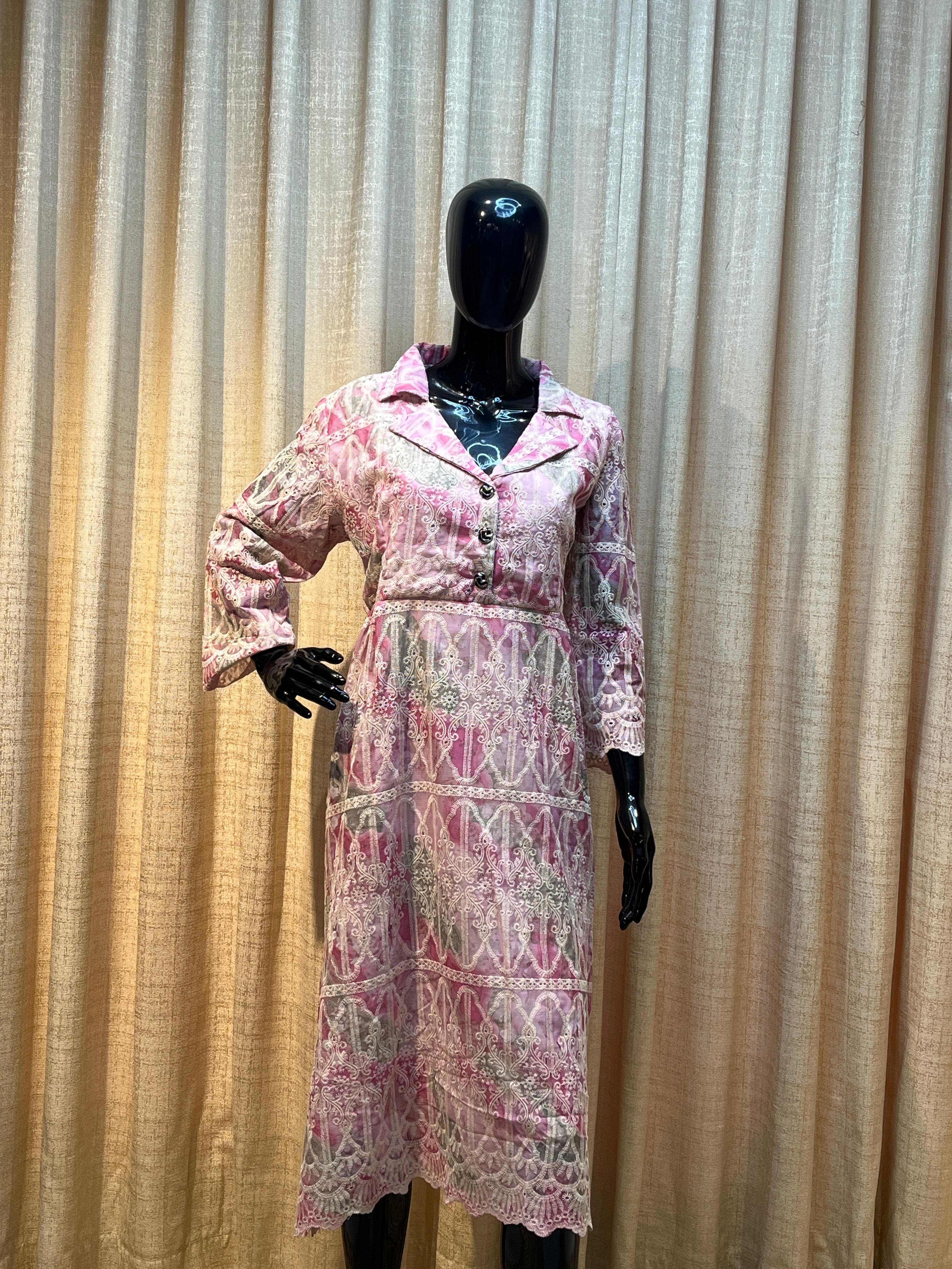 Pink & White One Peice Midi Dress