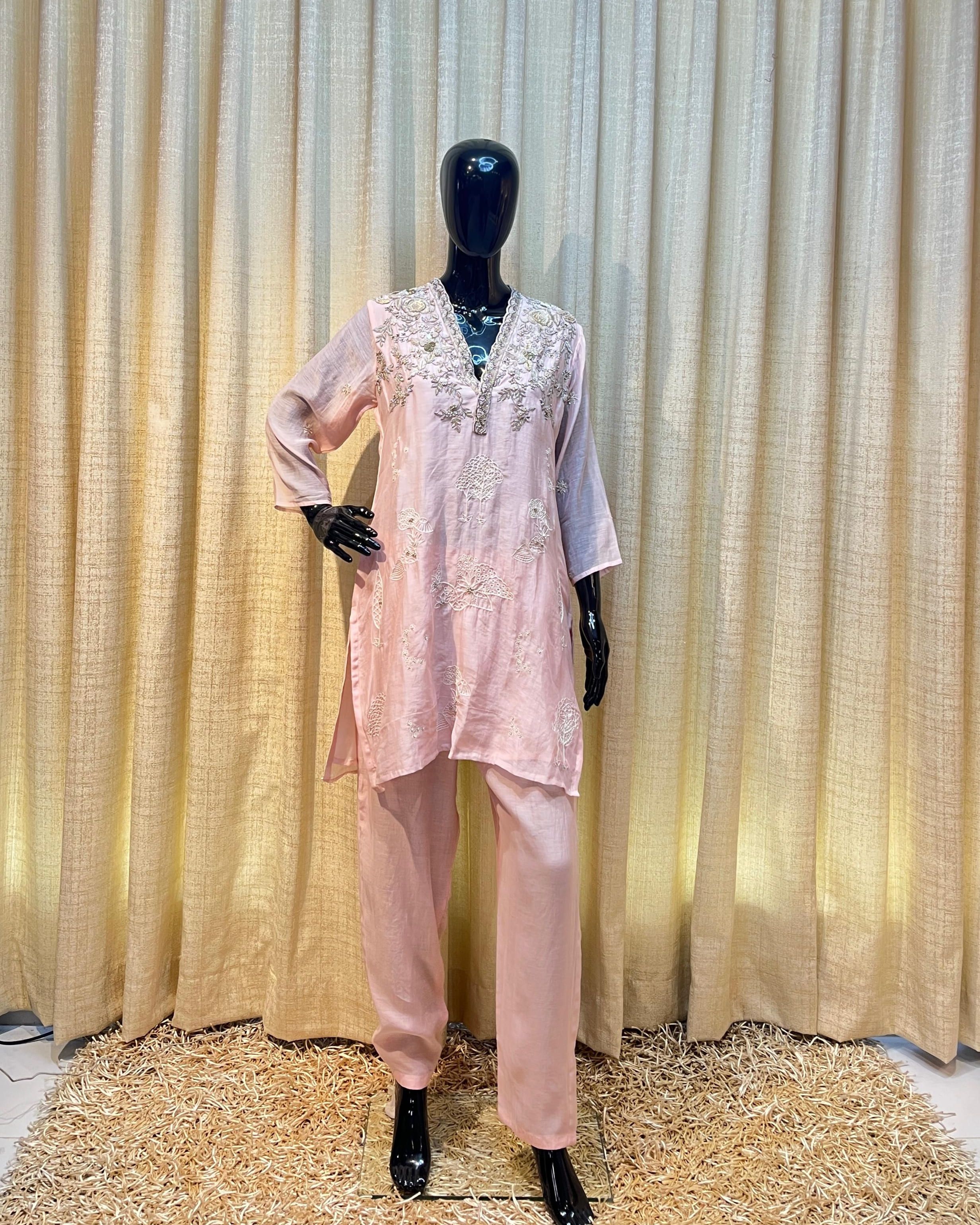 Oracle by Manusri - Rose Pink Embellished Kurta Set For Women
