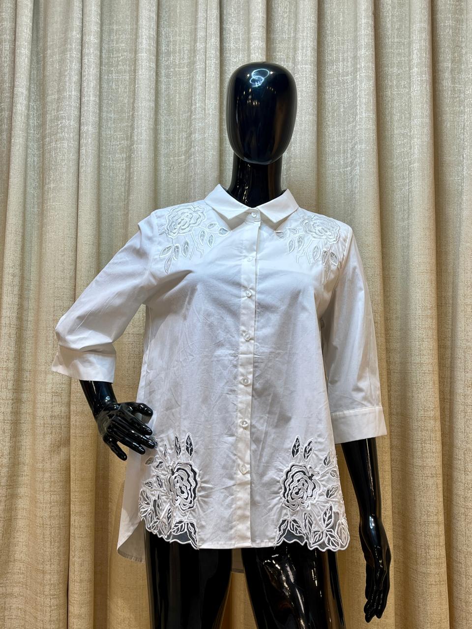 White Cutwork Embroidered Top - Tops