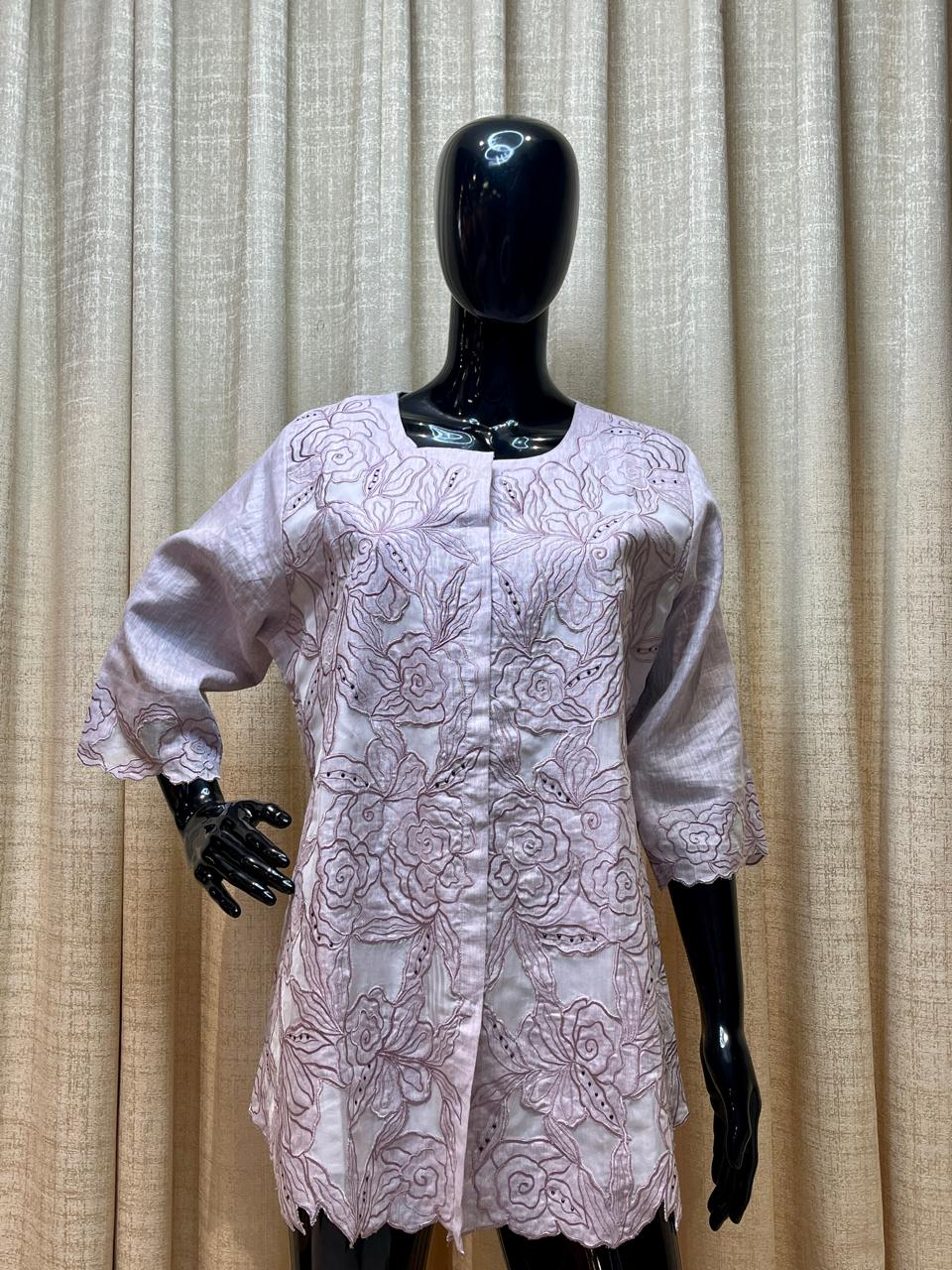 Lavender Embroidered Tunic - Tops