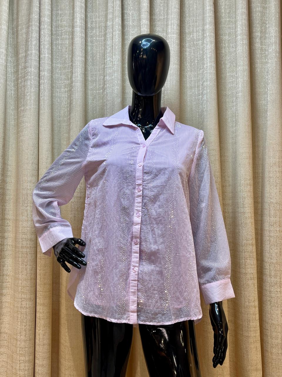 Pink Shimmer Stripe Top - Tops