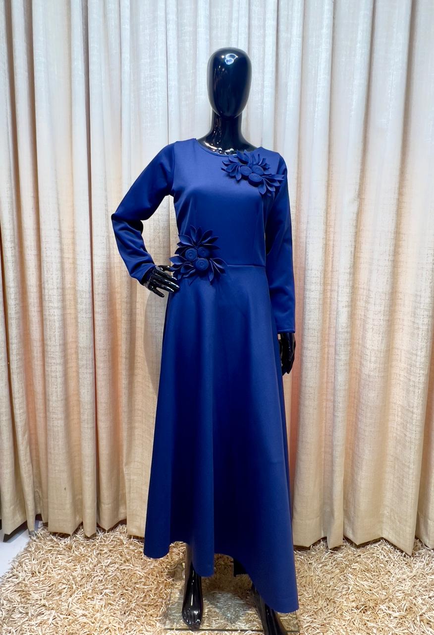 Royal Blue Flower Detail Dress - One Piece Dress