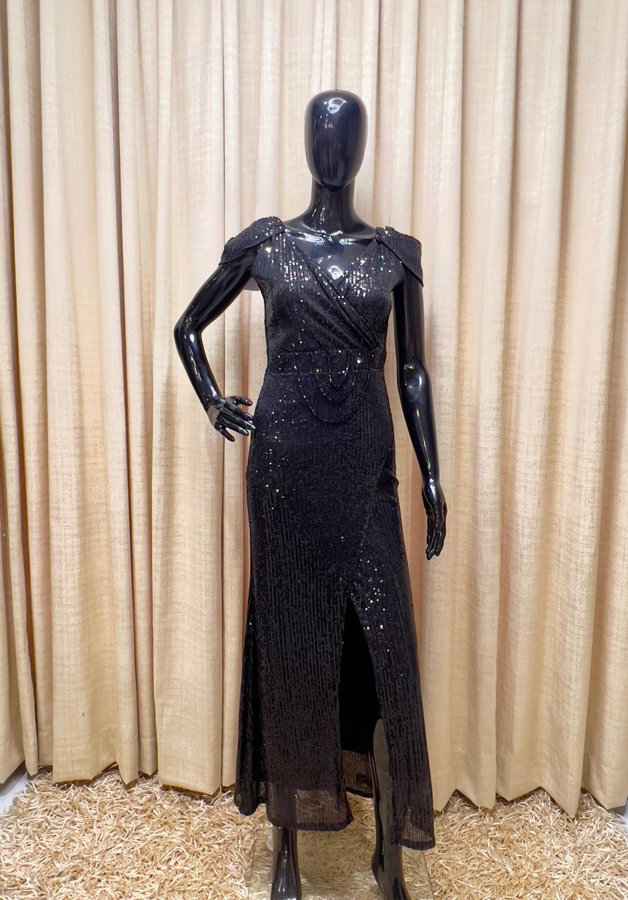 Black Sequin Gown - One Piece Dress