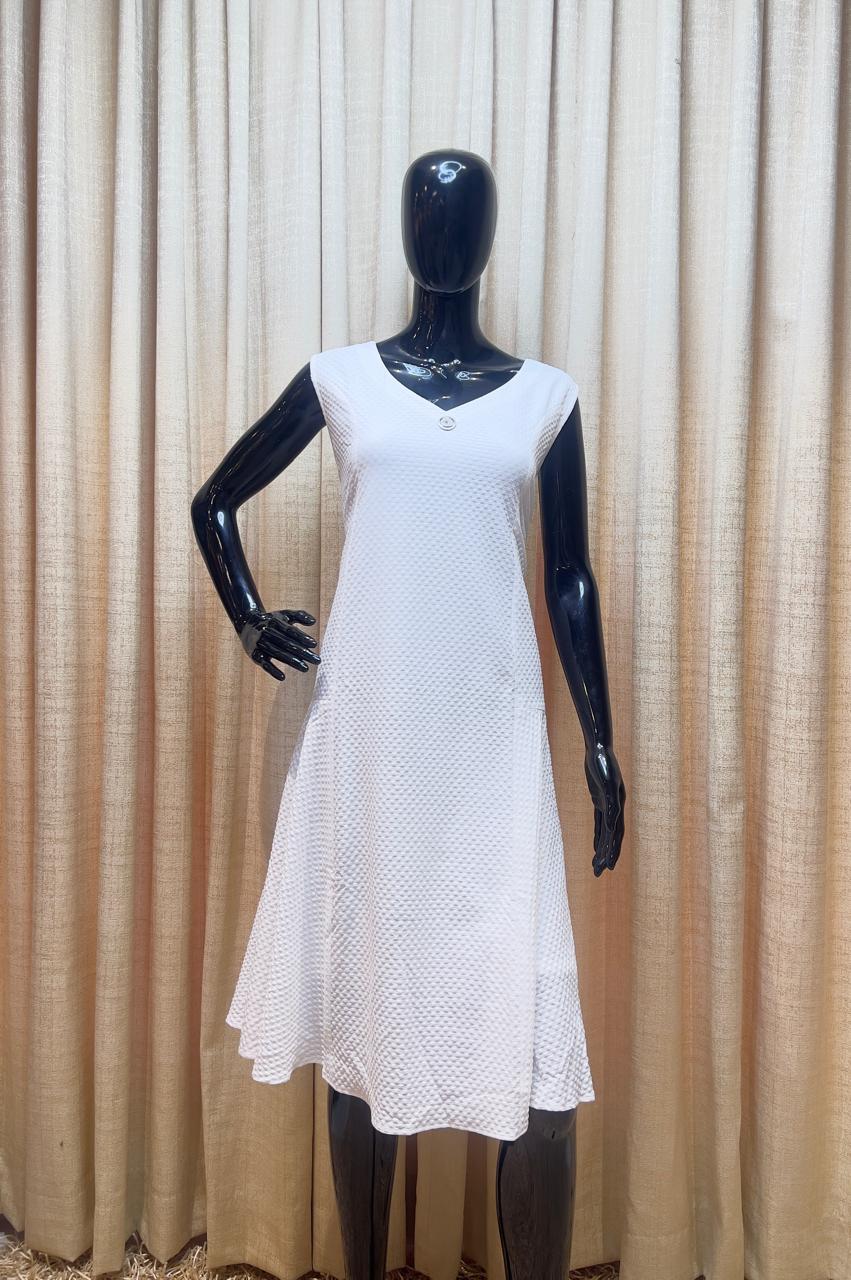 White Textured Dress - One Piece Dress
