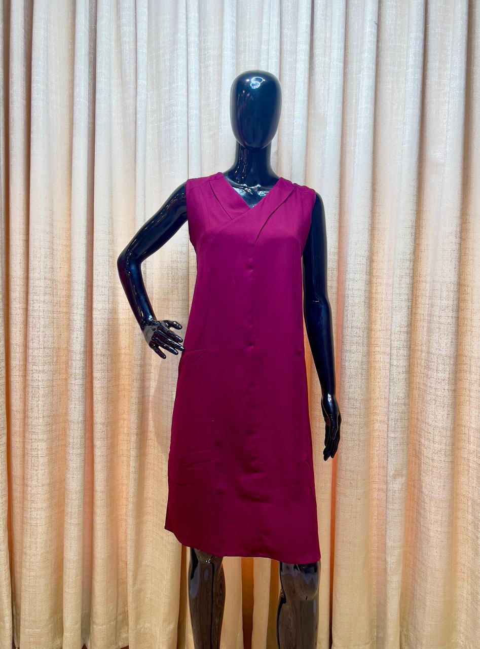 Wine Sleeveless Dress - One Piece Dress