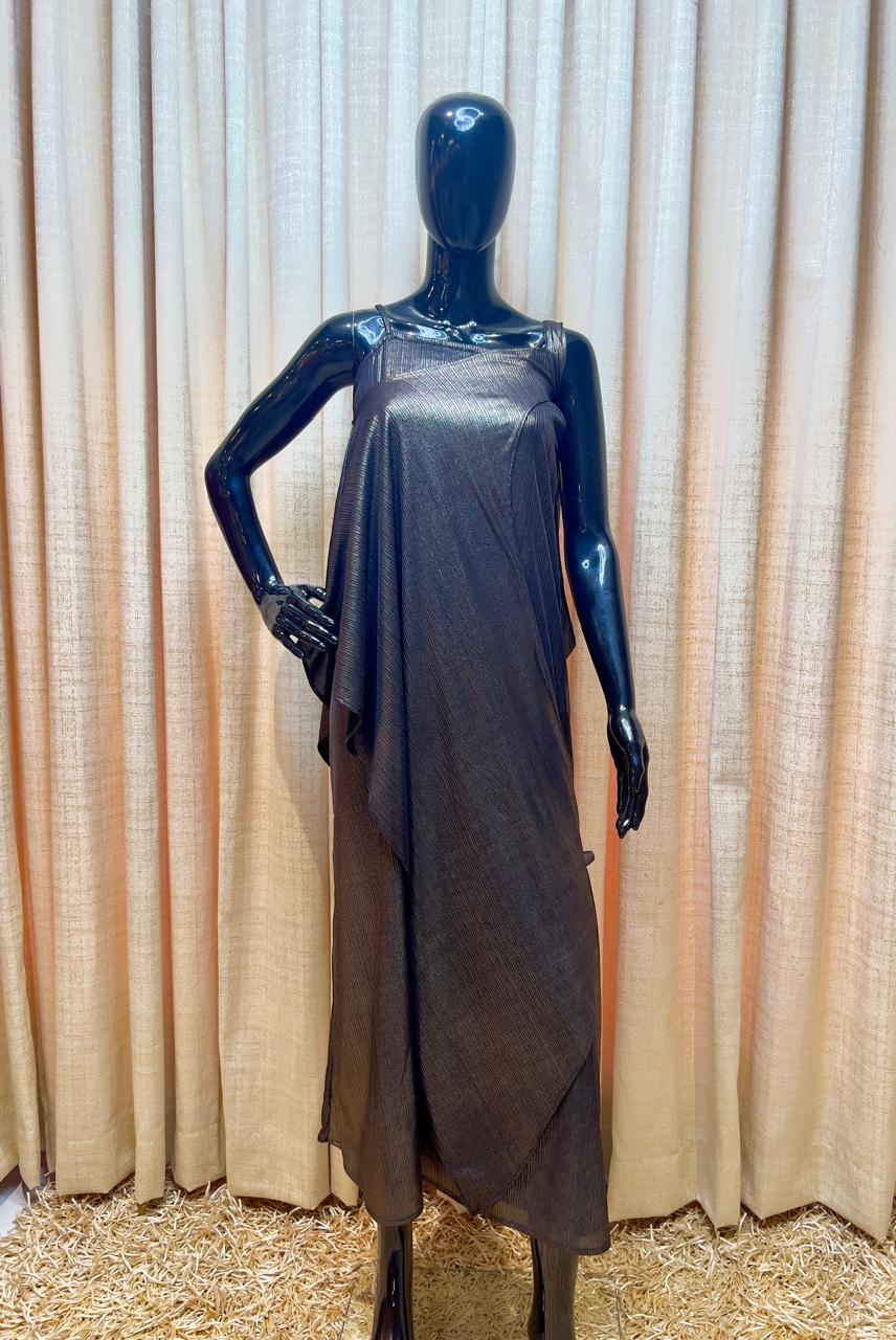Metallic Draped Dress - One Piece Dress