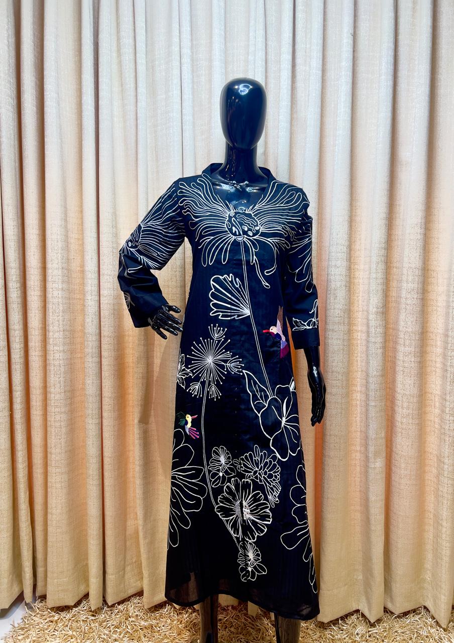 Black Floral Dress - One Piece Dress