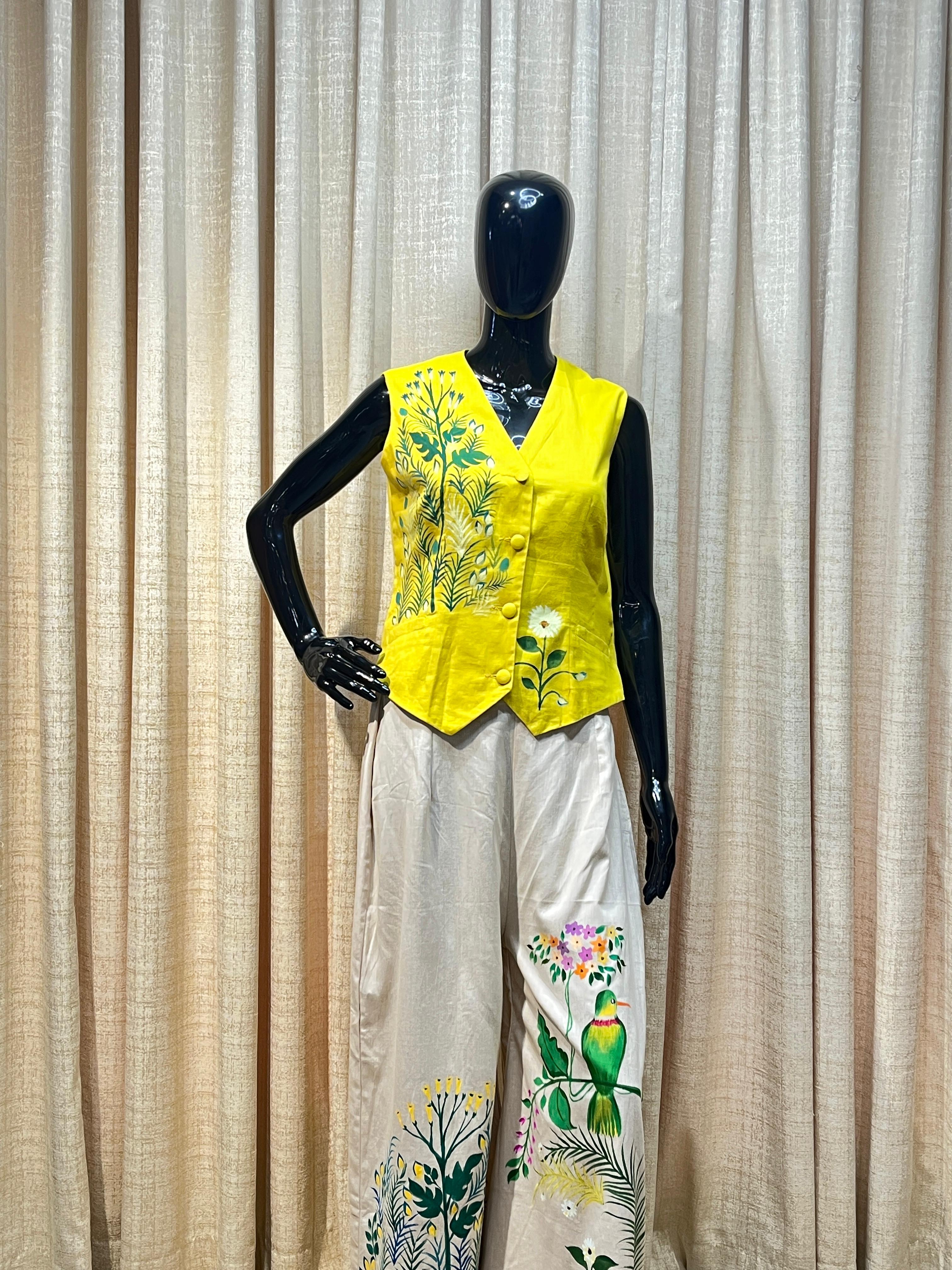 Oracle by Manusri - Lemon Yellow Hand-Painted Co-ord Set