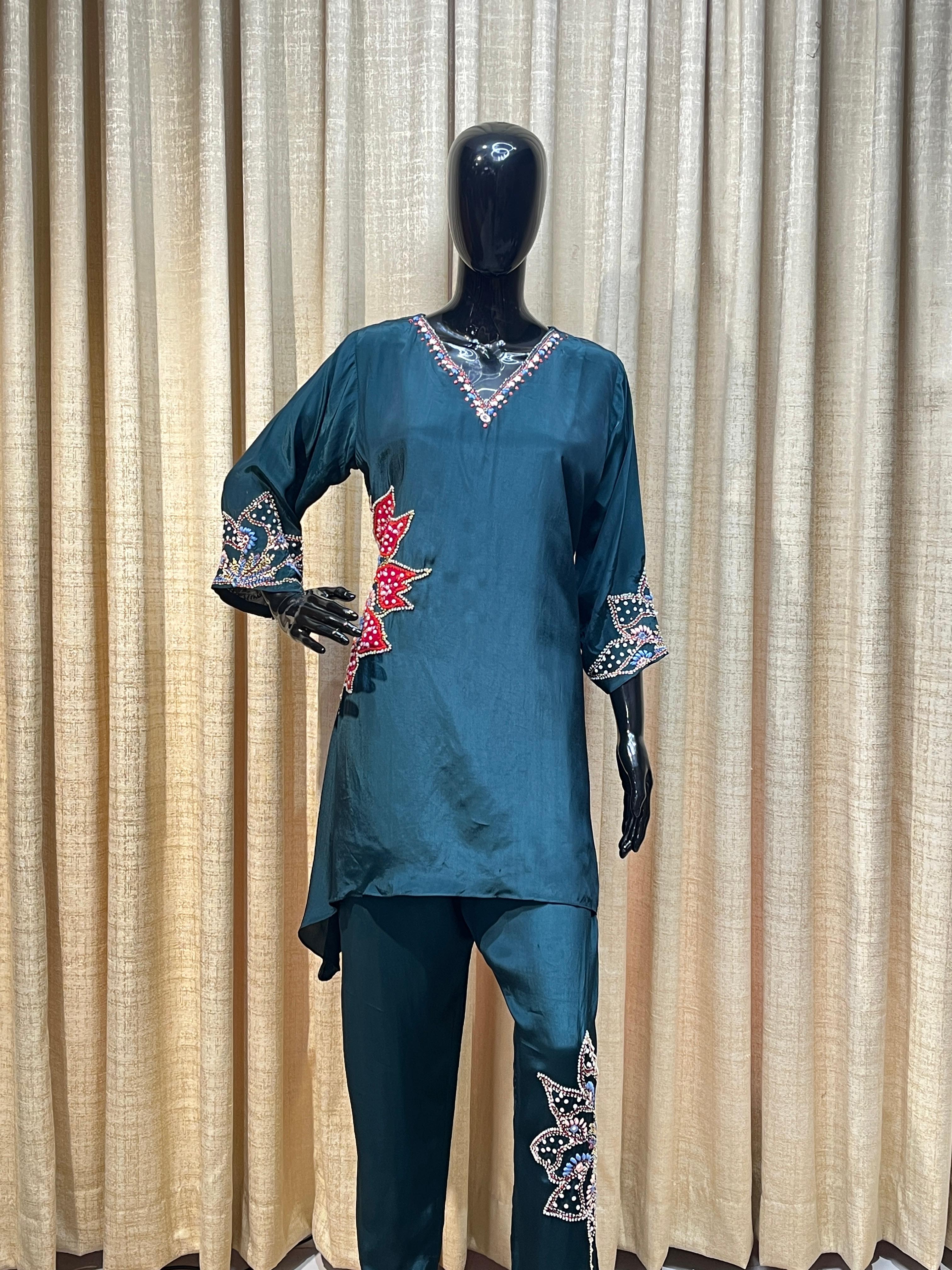 Oracle by Manusri - Teal Green Embroidered Co-ord Set