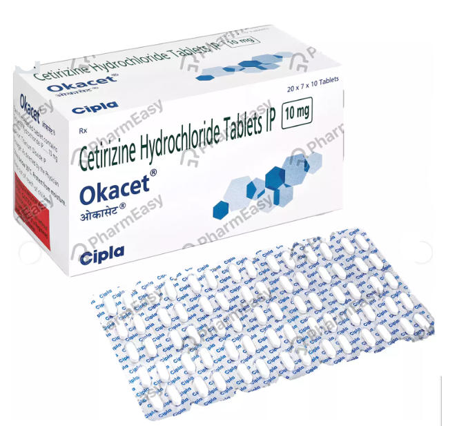 Okacet 10mg Strip Of 10 Tablets in Hyderabad