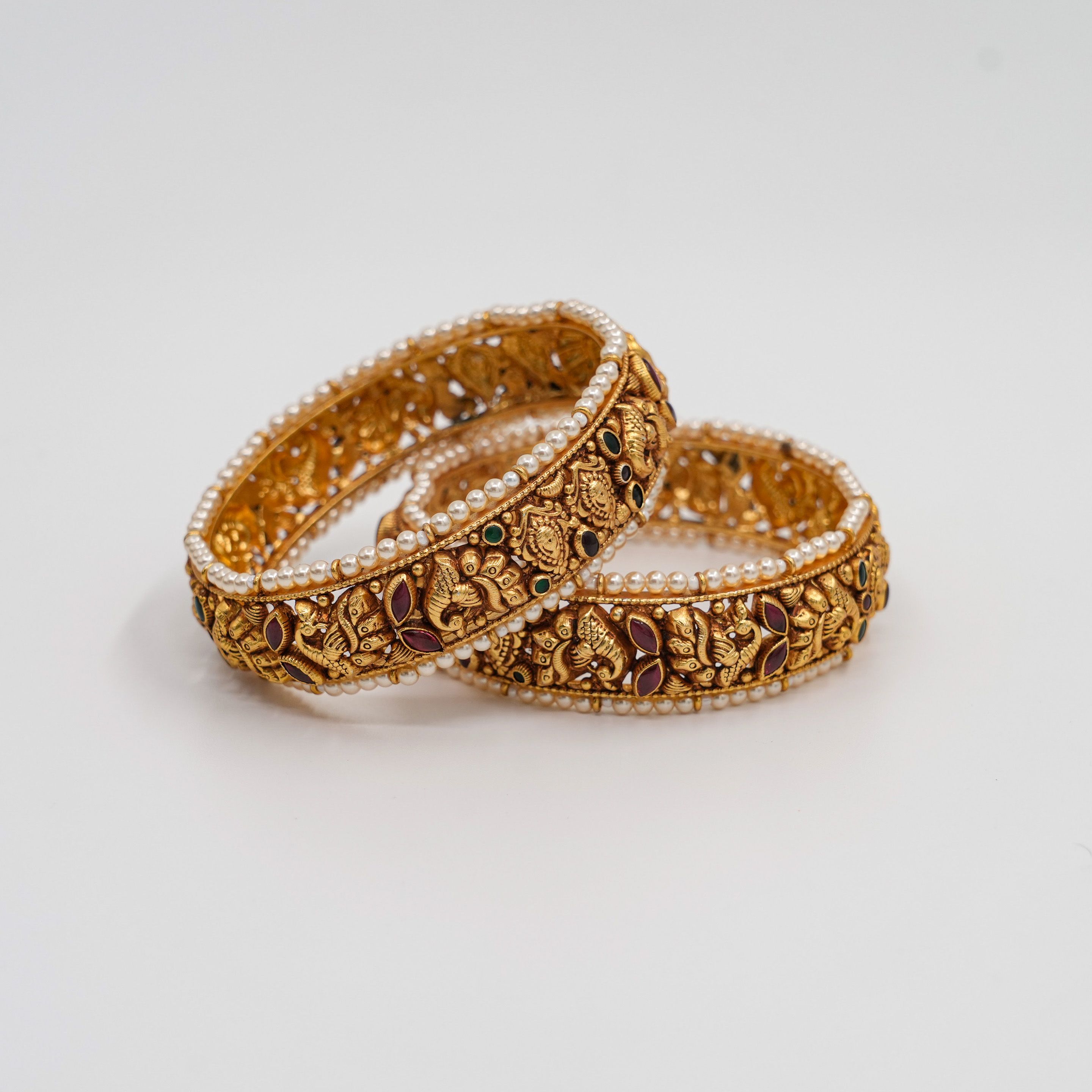 Raag Silver Jewellery - Gold Pearl Bangles