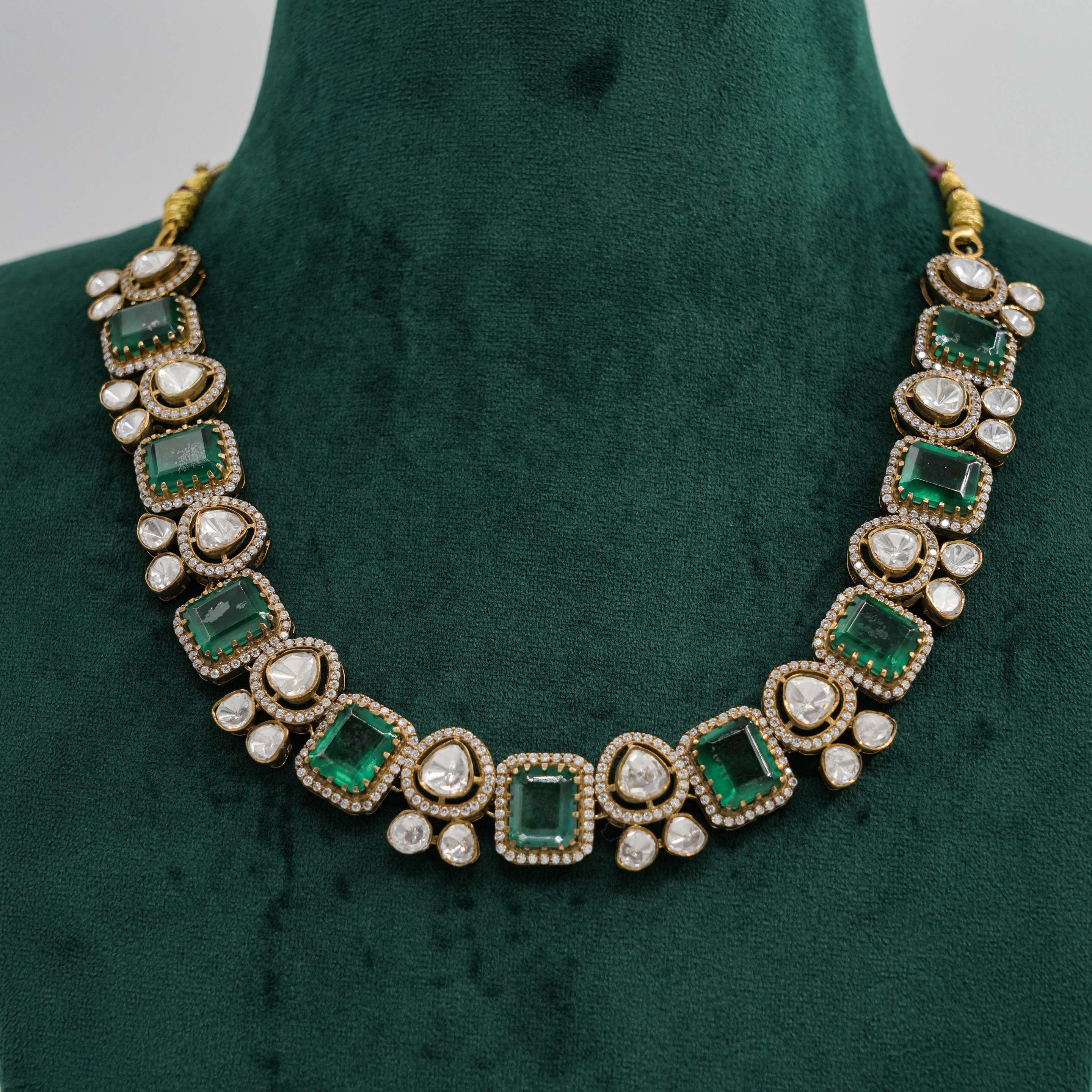 Raag Silver Jewellery - Emerald Necklace Set