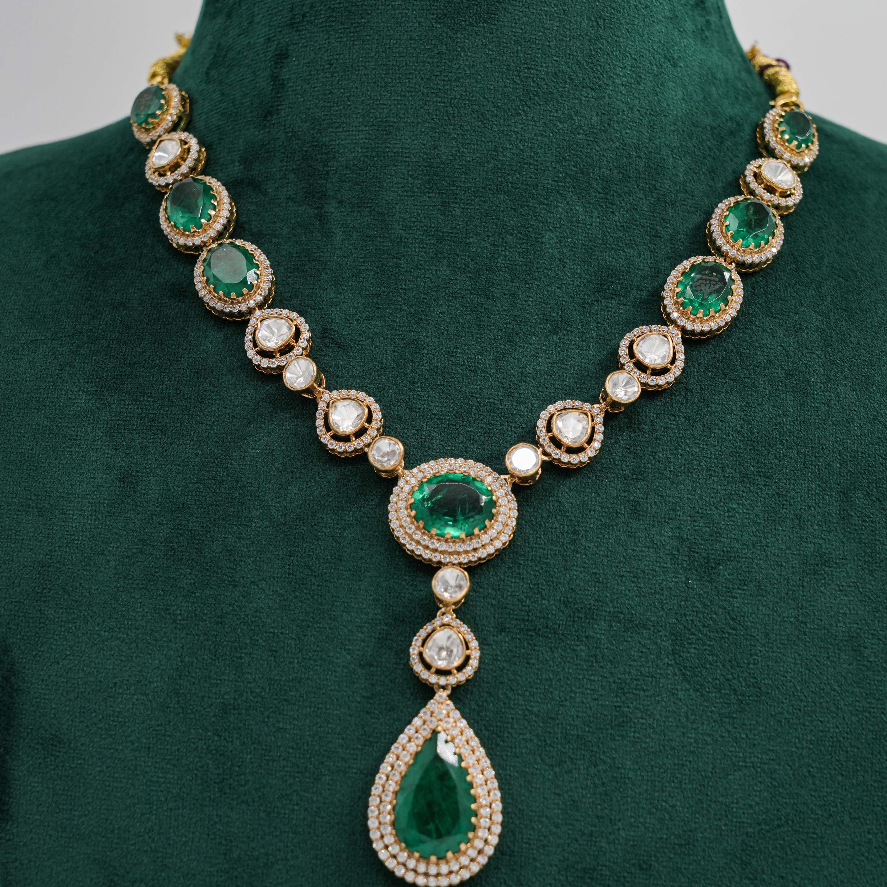 Raag Silver Jewellery - Emerald Necklace Set