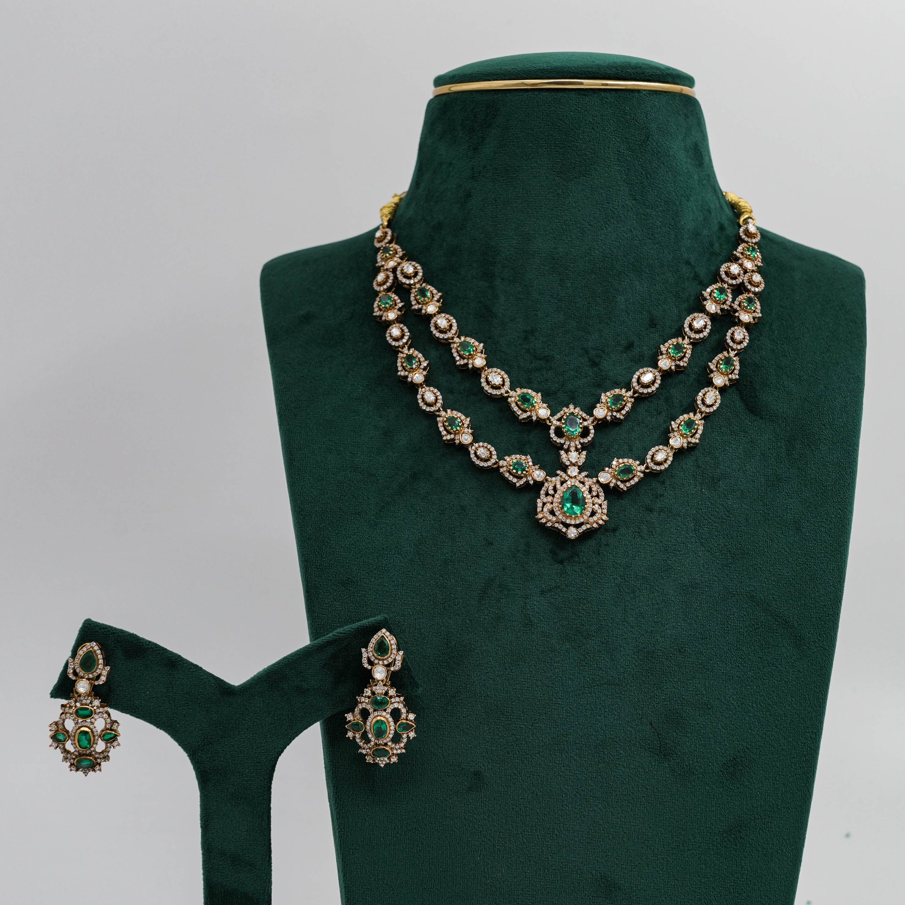 Raag Silver Jewellery - Emerald Necklace Set