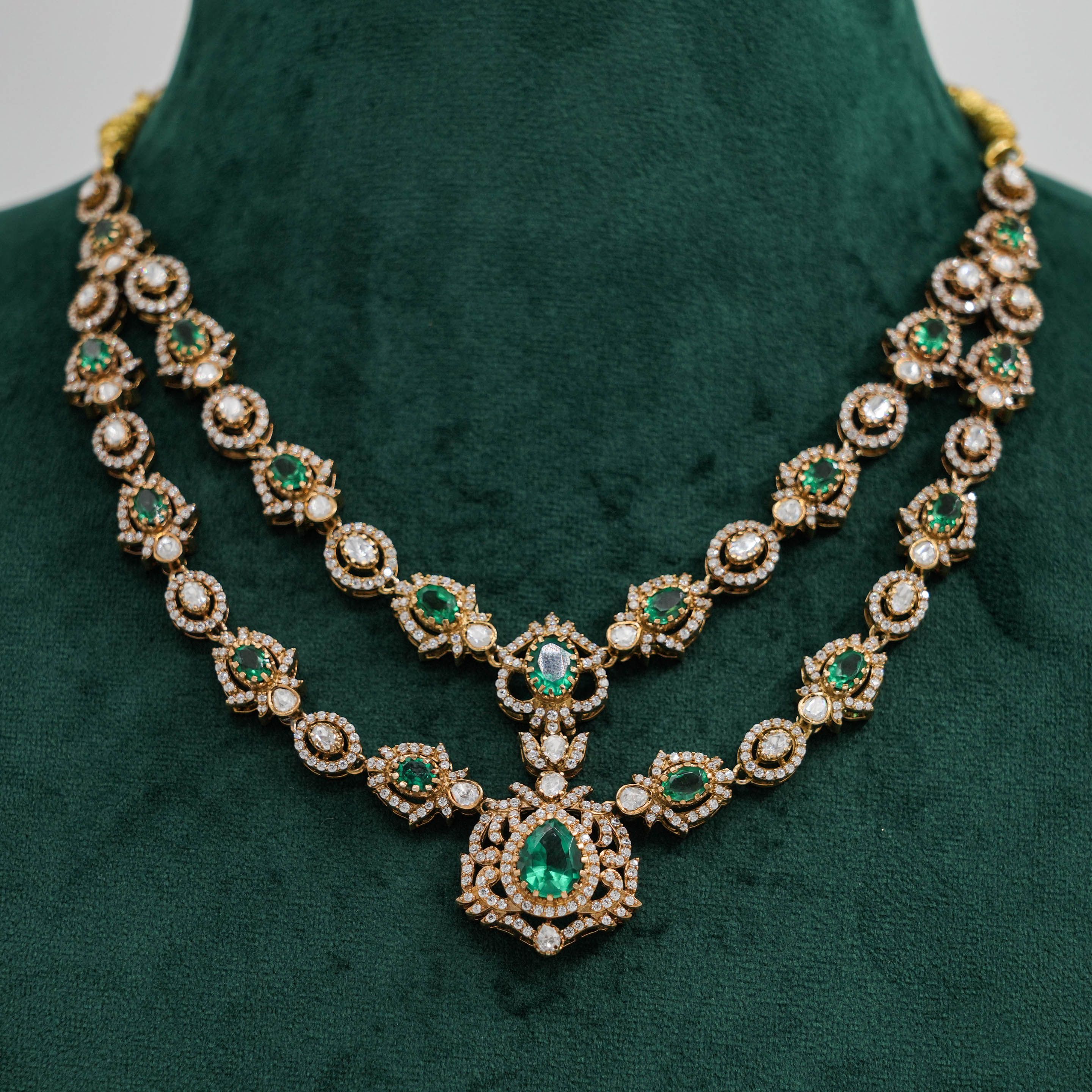 Raag Silver Jewellery - Emerald Necklace Set