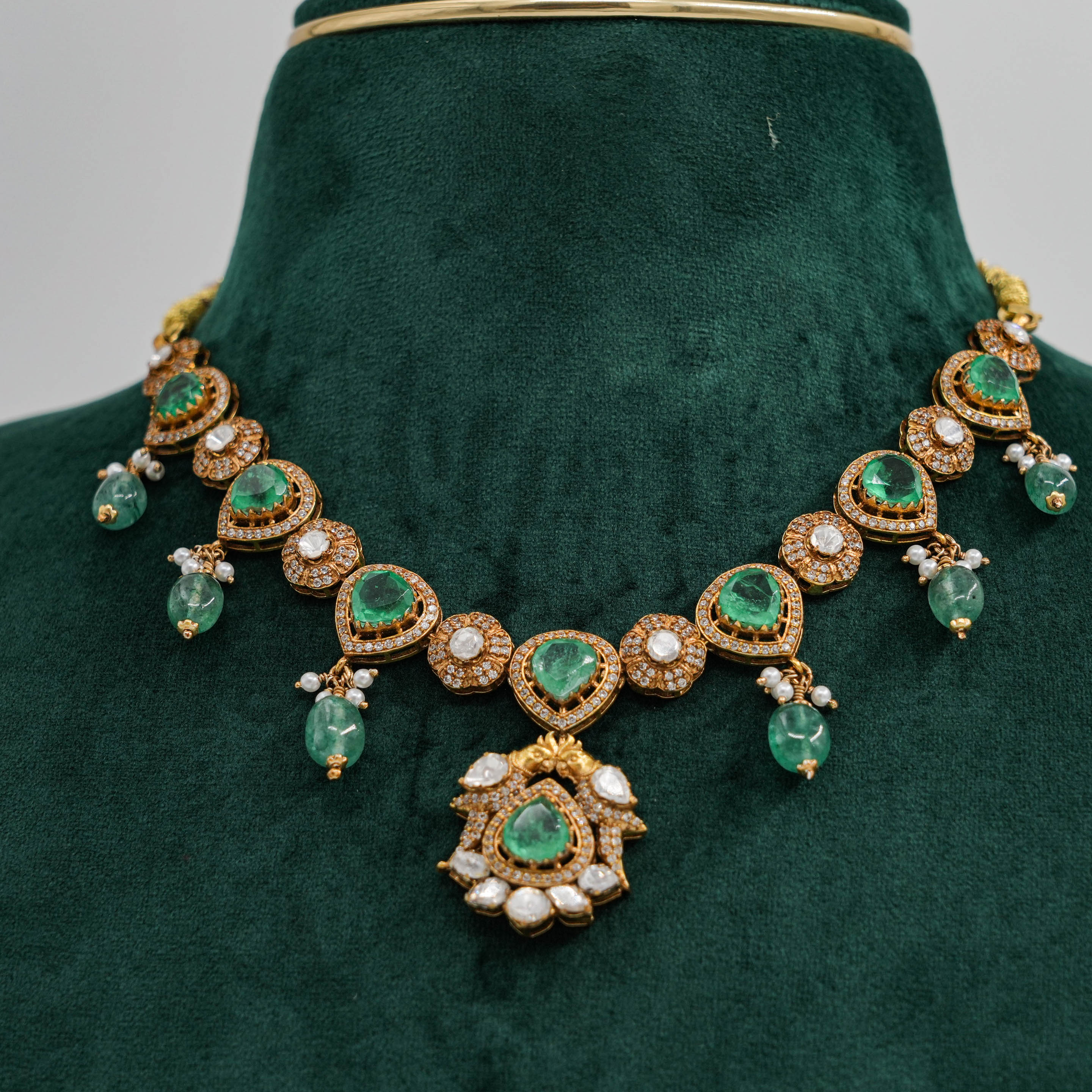 Raag Silver Jewellery - Emerald Necklace Set