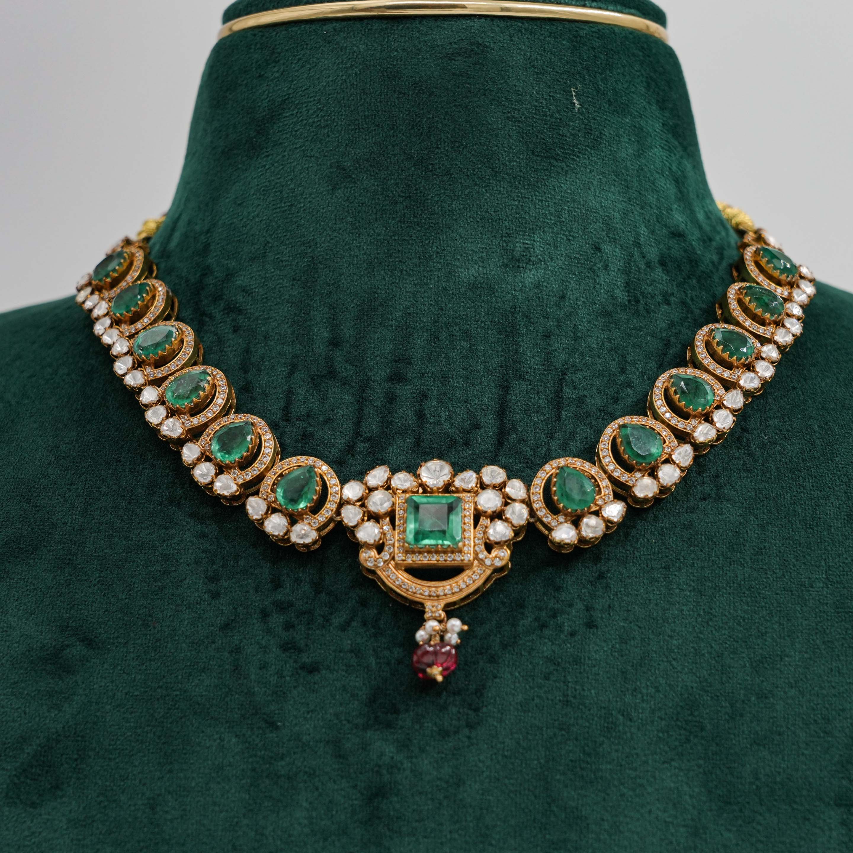 Raag Silver Jewellery - Emerald Necklace Set
