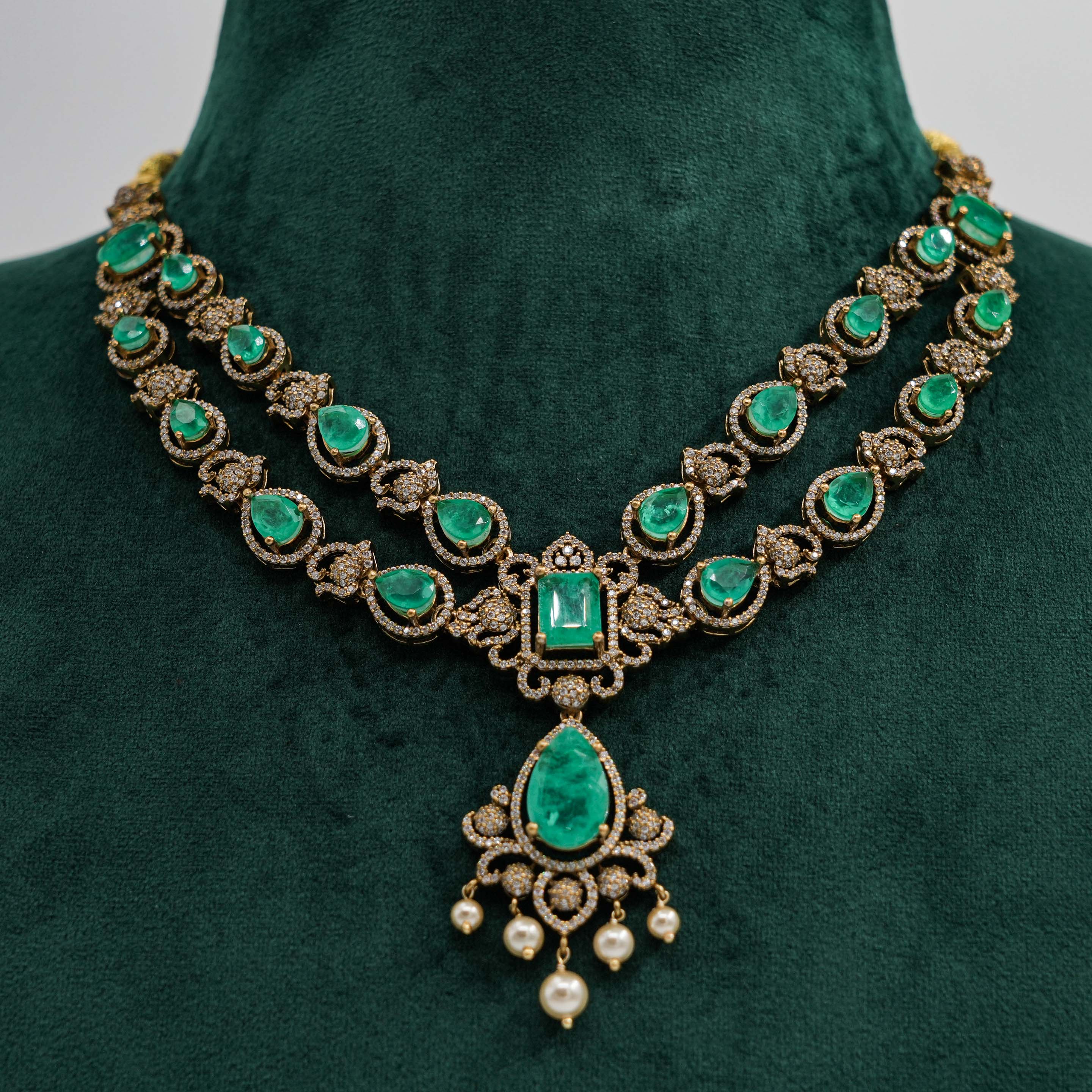 Raag Silver Jewellery - Emerald Silver Necklace