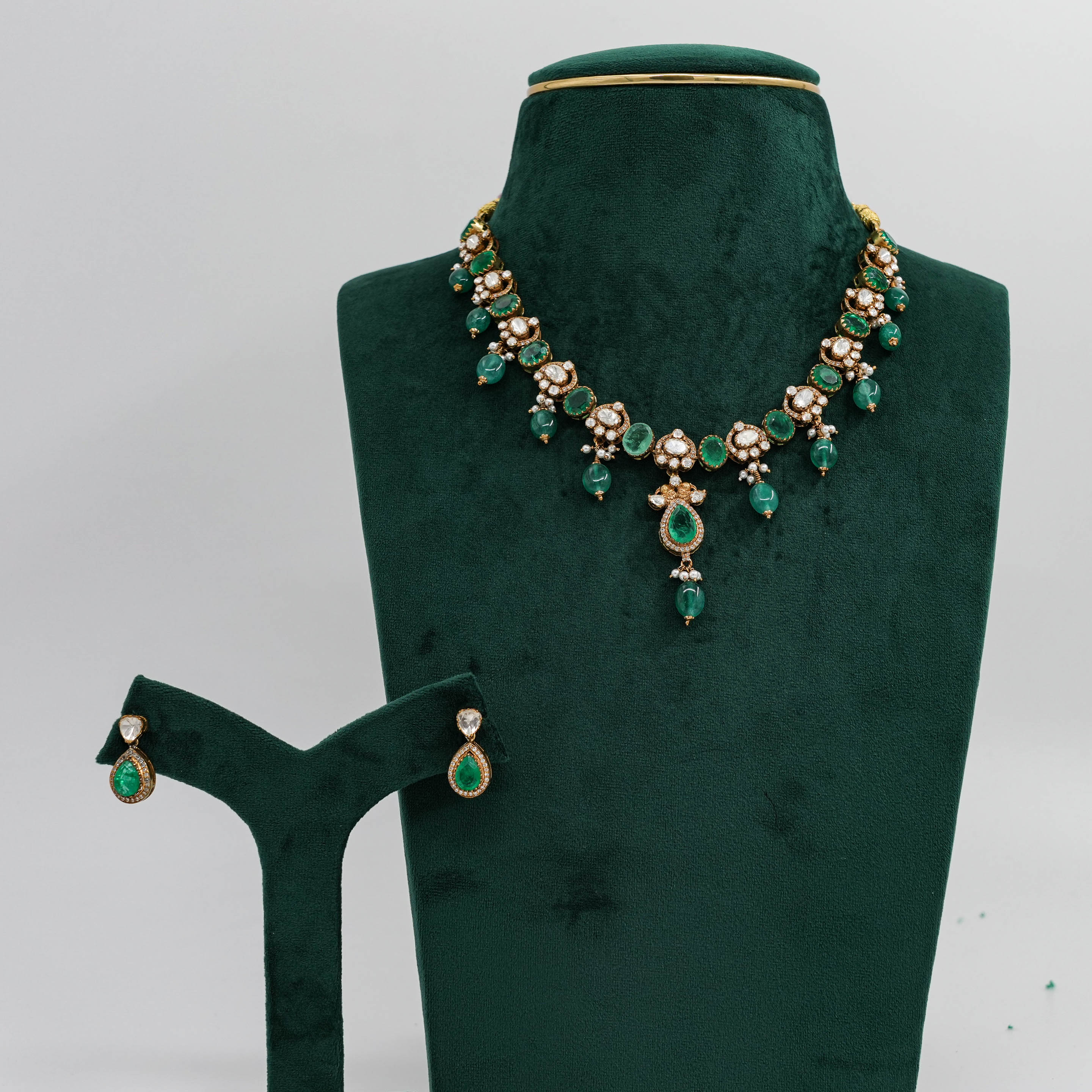 Raag Silver Jewellery - Emerald Necklace Set