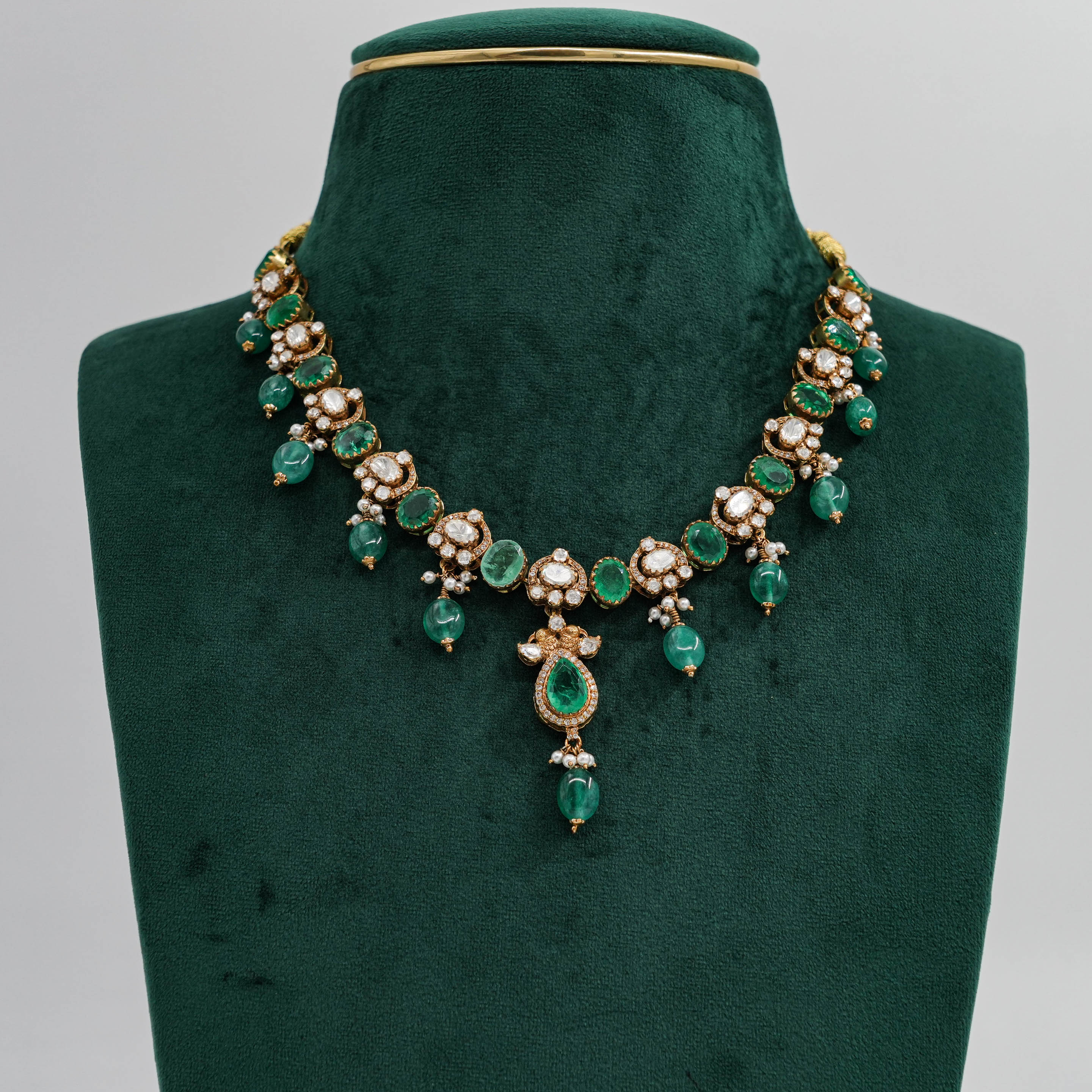 Raag Silver Jewellery - Emerald Necklace Set