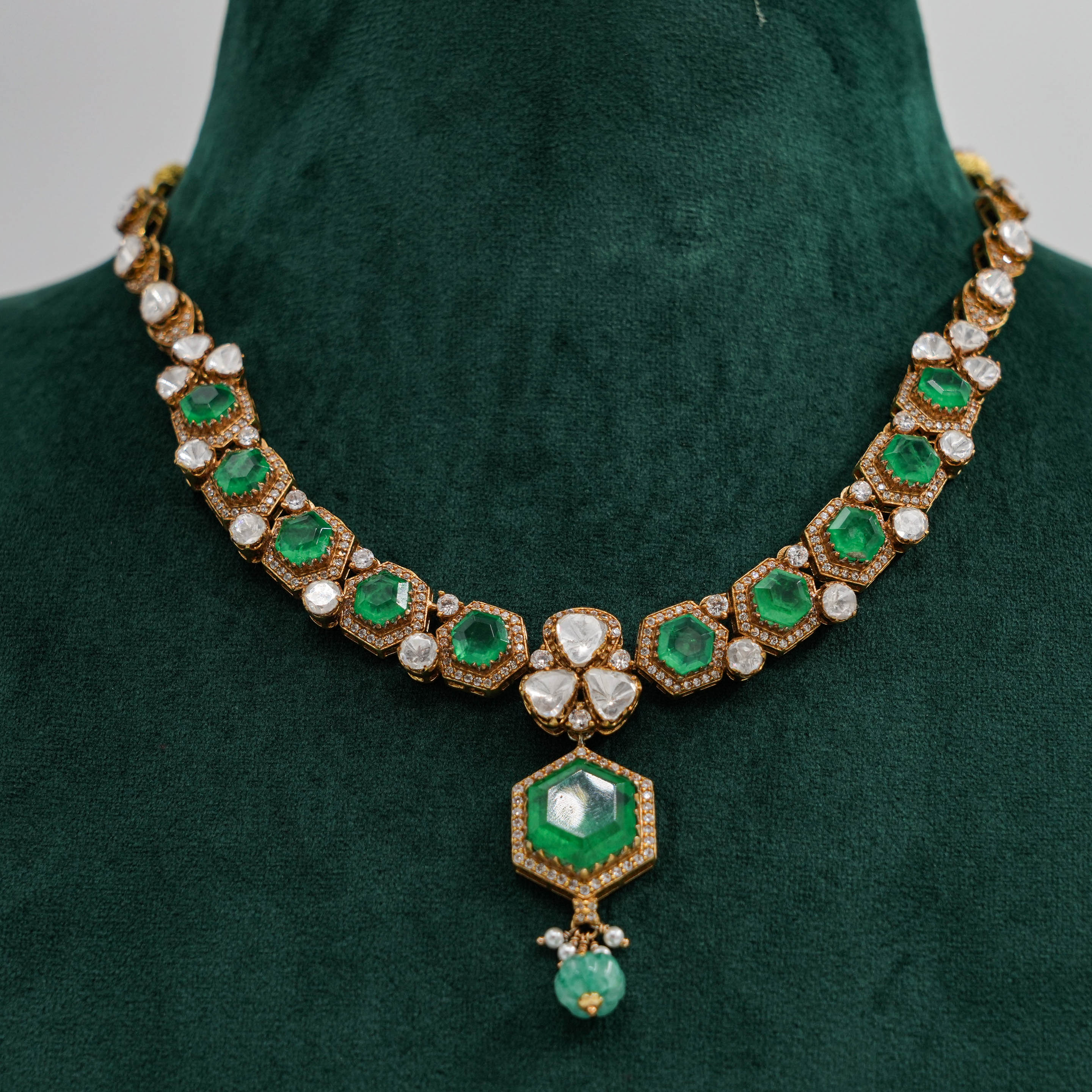 Raag Silver Jewellery - Emerald Necklace Set