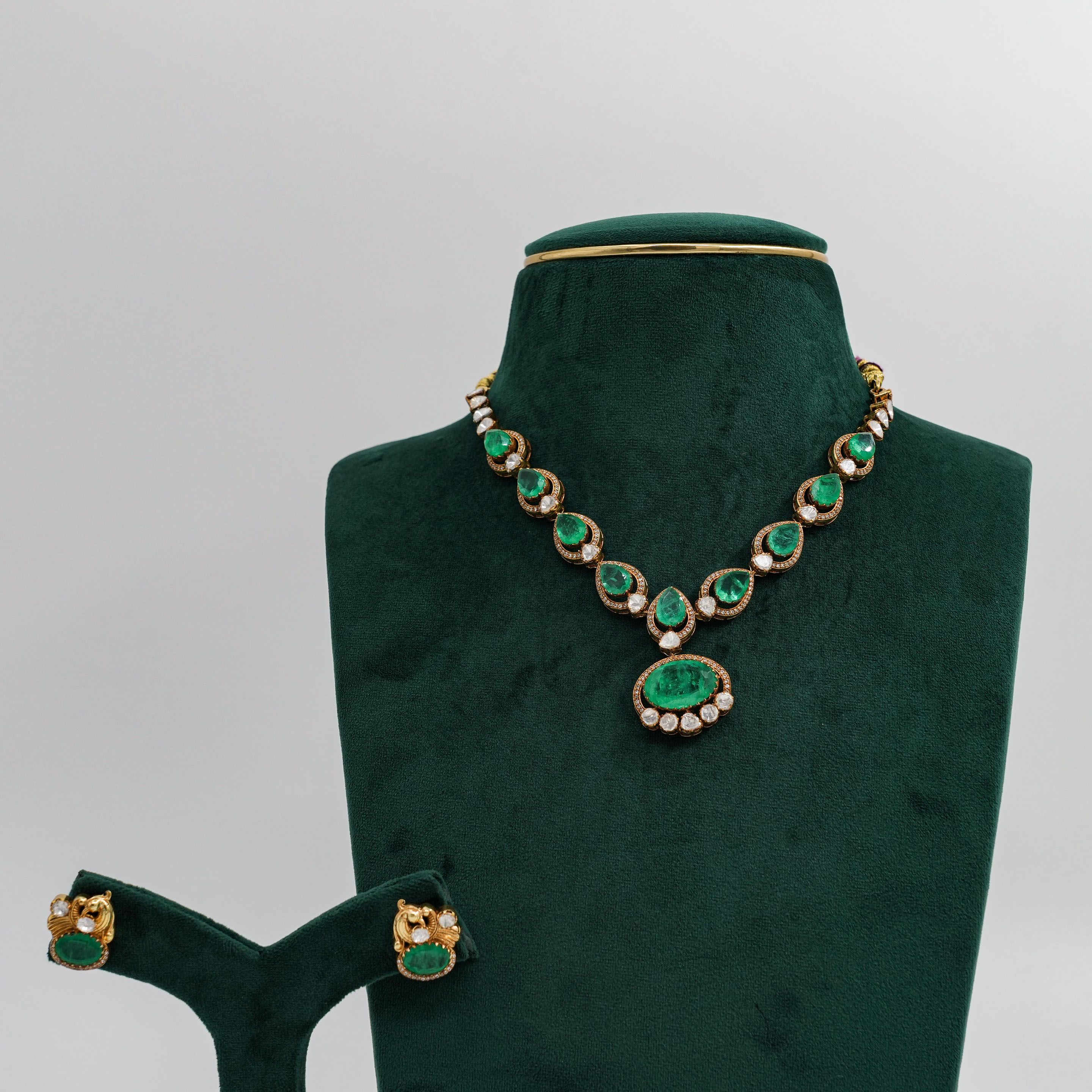 Raag Silver Jewellery - Emerald Gold Necklace