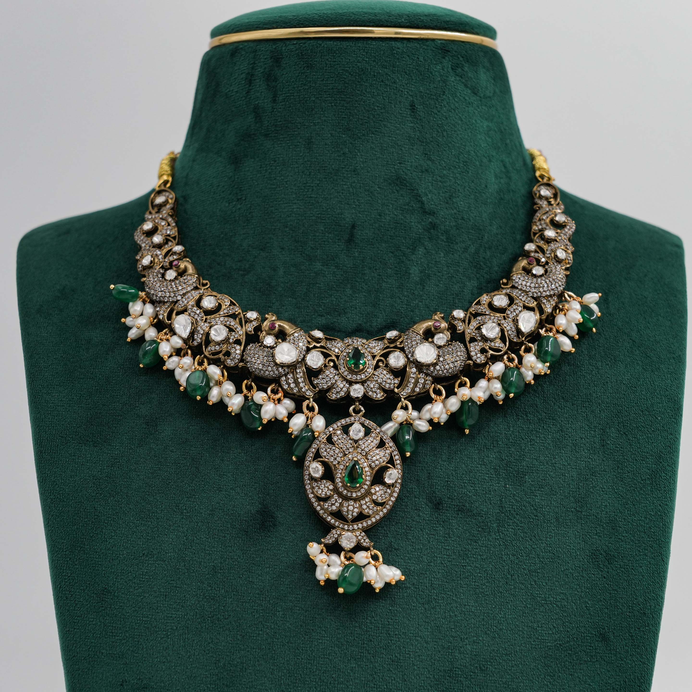 Raag Silver Jewellery - Emerald Pearl Necklace