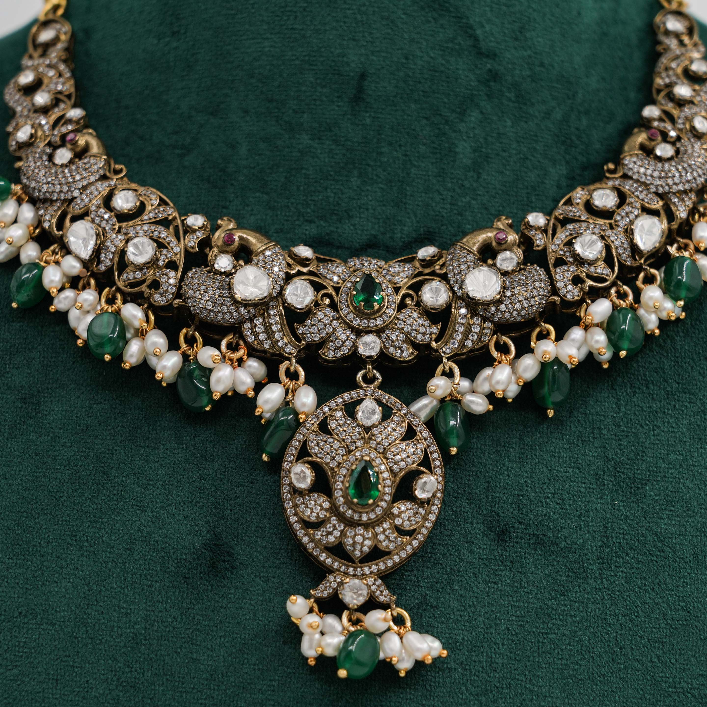 Raag Silver Jewellery - Emerald Pearl Necklace