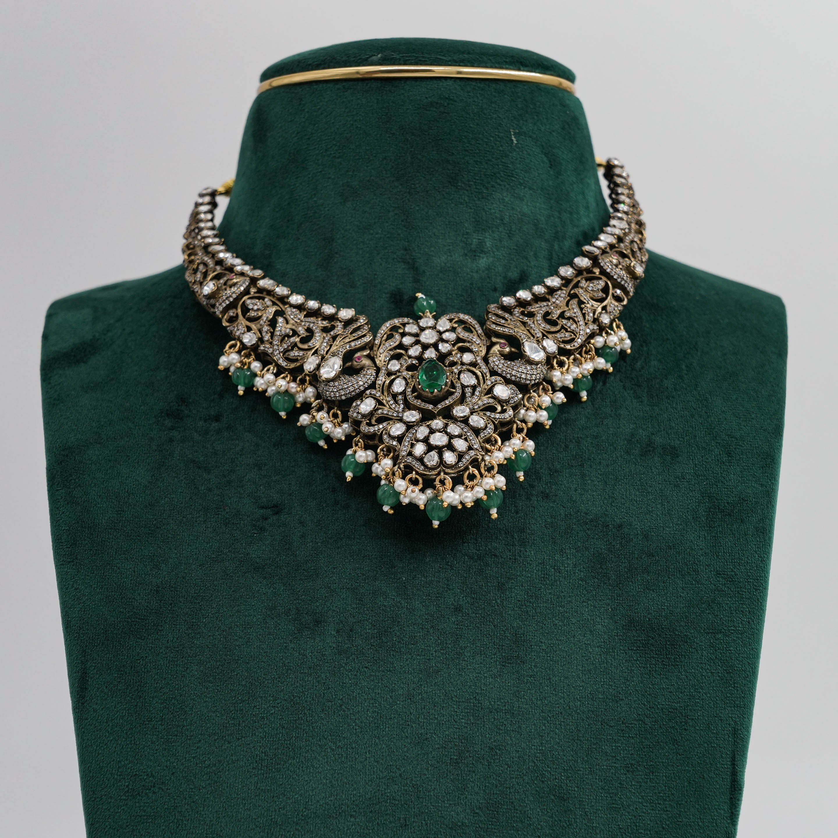 Raag Silver Jewellery - Silver Emerald Necklace