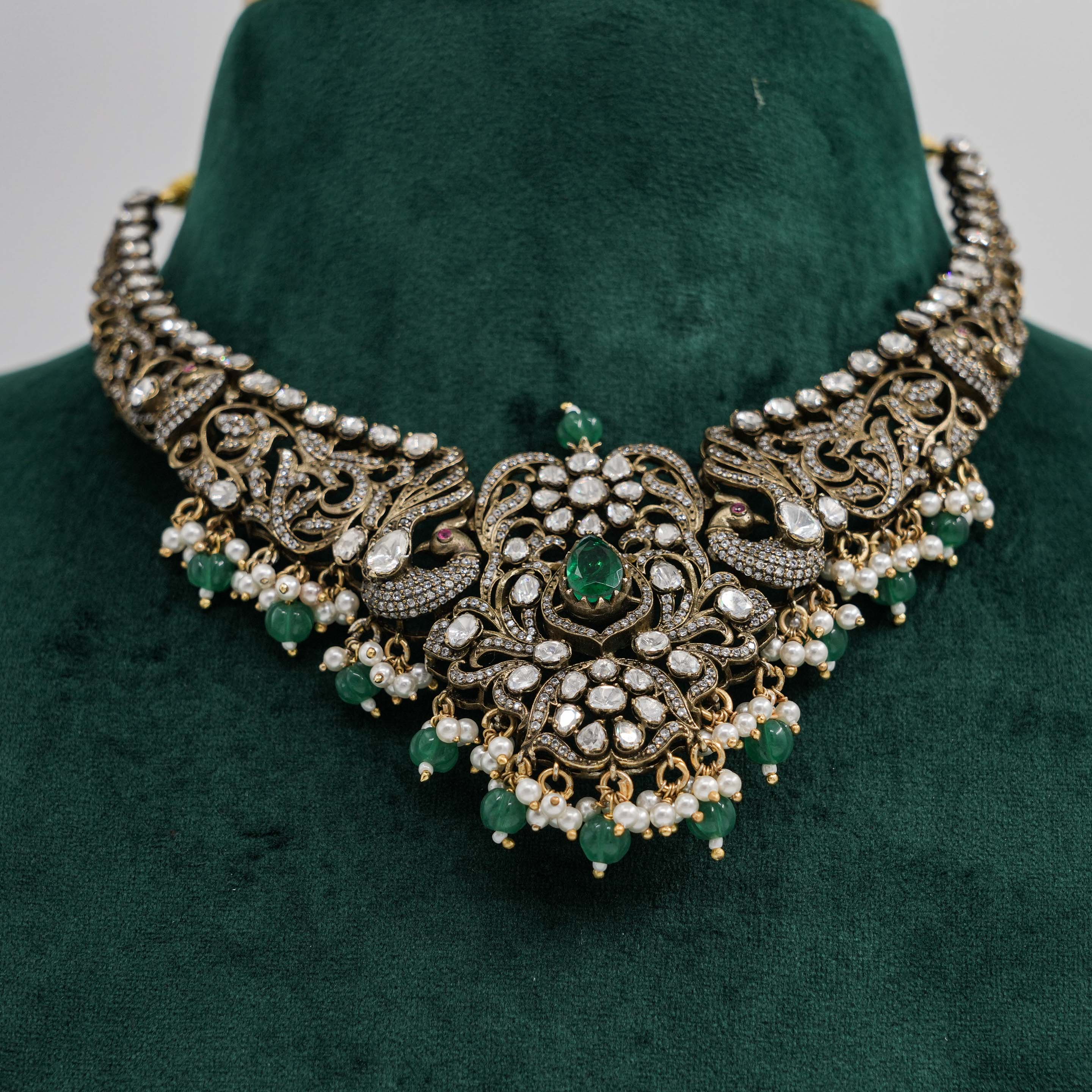 Raag Silver Jewellery - Silver Emerald Necklace