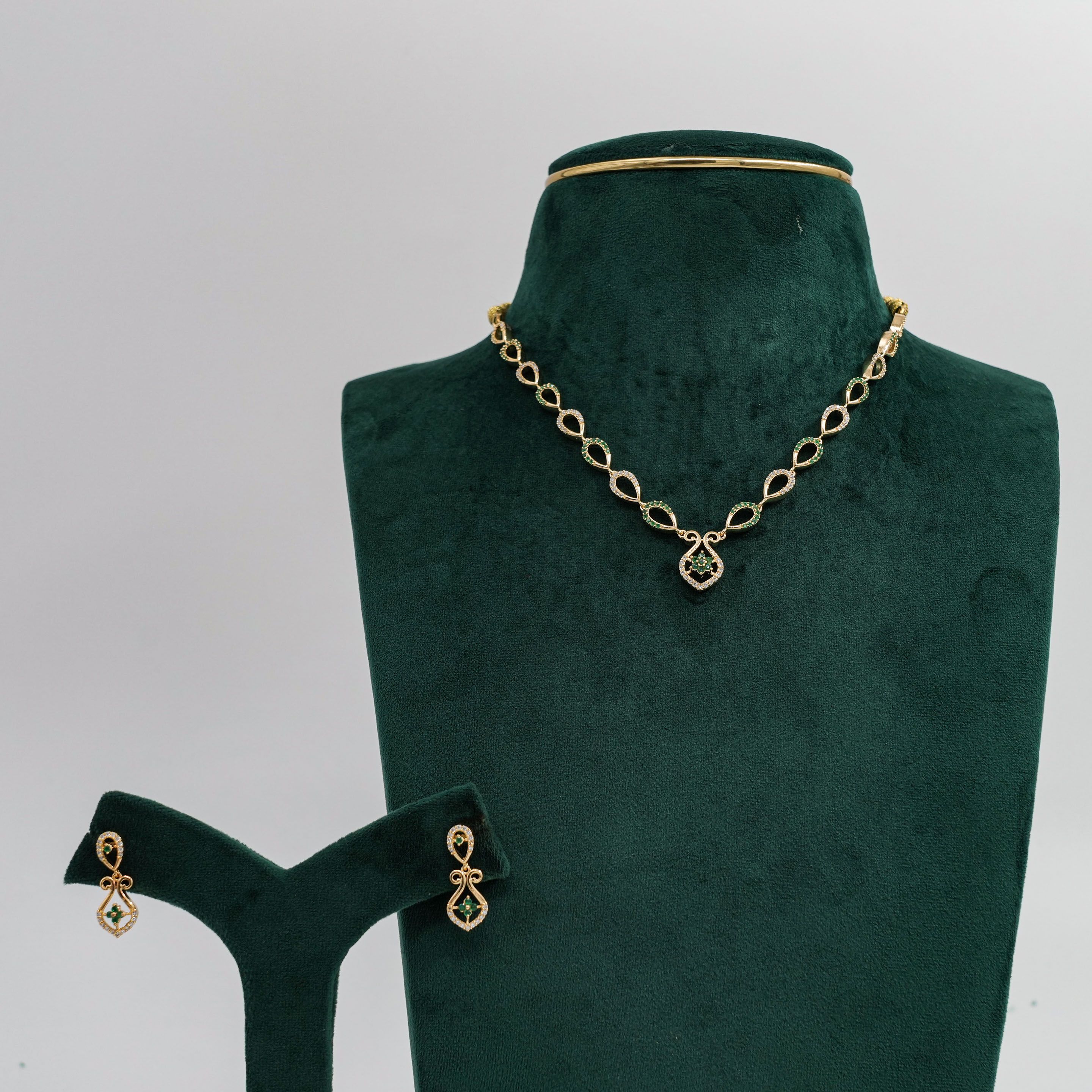 Raag Silver Jewellery - Emerald Gold Earrings