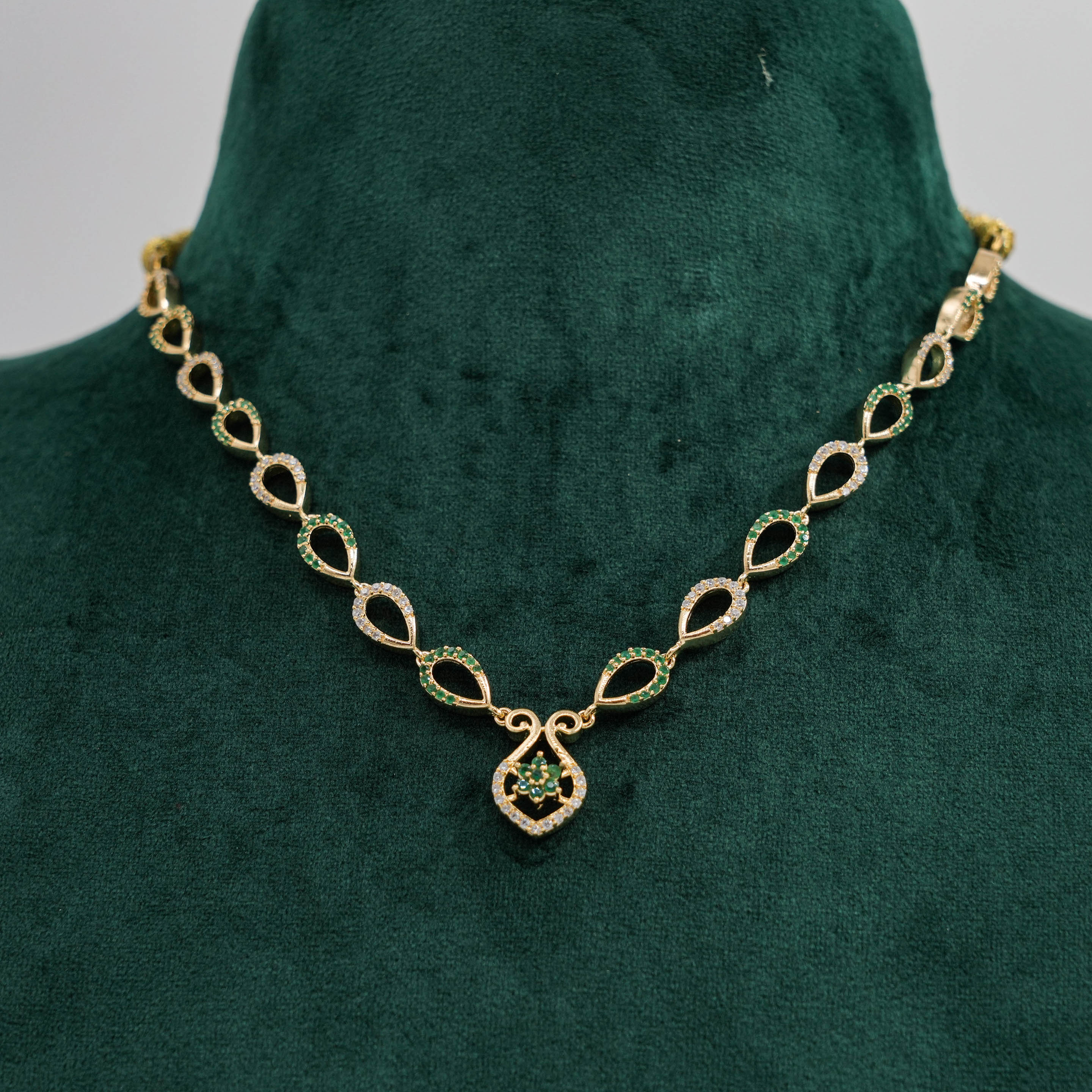 Raag Silver Jewellery - Emerald Gold Earrings