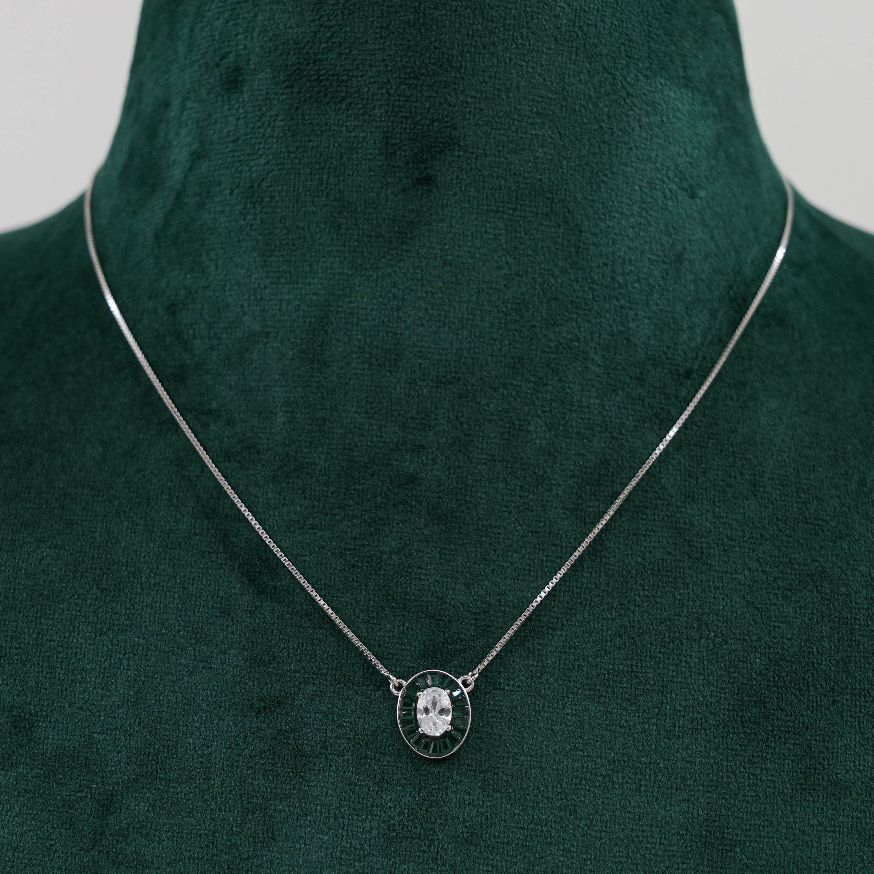 Raag Silver Jewellery - Silver Green Pendant Set